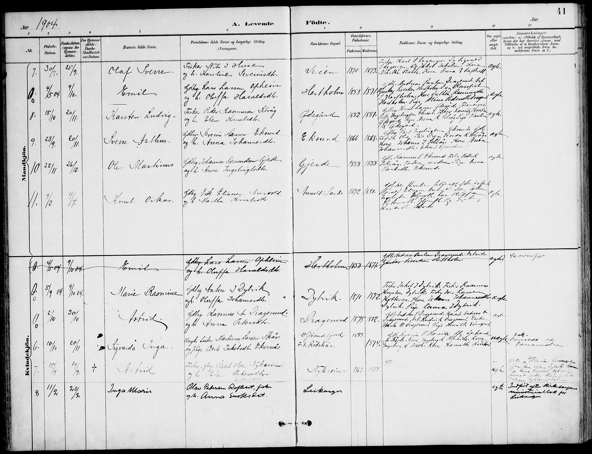 Ministerialprotokoller, klokkerbøker og fødselsregistre - Møre og Romsdal, AV/SAT-A-1454/508/L0095: Ministerialbok nr. 508A02, 1887-1920, s. 41