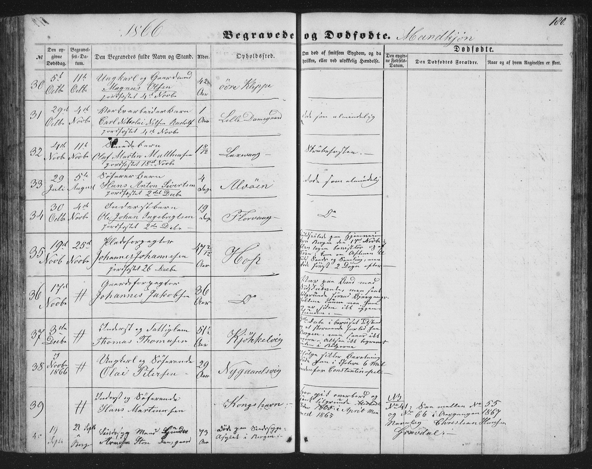 Askøy Sokneprestembete, AV/SAB-A-74101/H/Ha/Hab/Haba/L0005: Klokkerbok nr. A 5, 1857-1871, s. 180