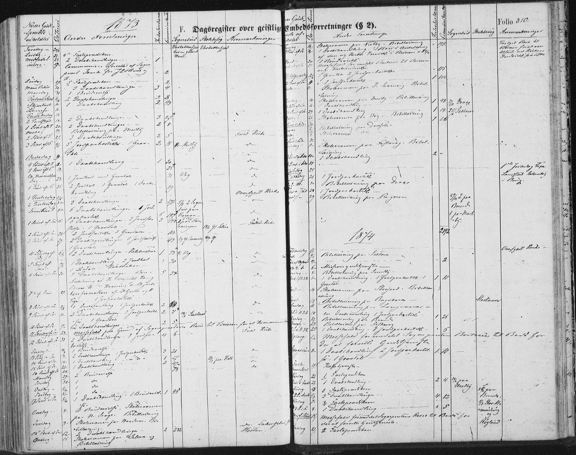 Ministerialprotokoller, klokkerbøker og fødselsregistre - Nordland, SAT/A-1459/847/L0668: Ministerialbok nr. 847A08, 1872-1886, s. 310