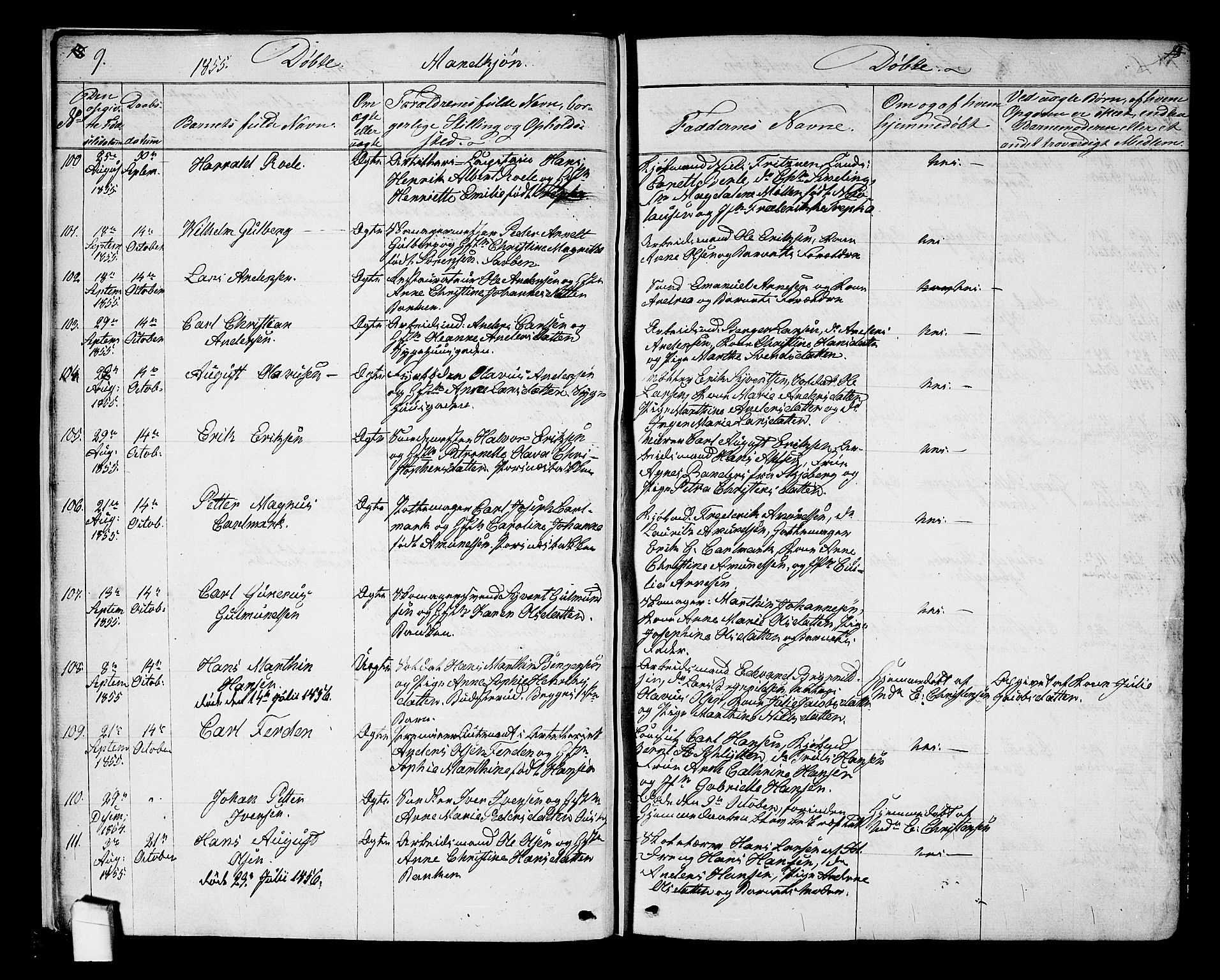 Halden prestekontor Kirkebøker, AV/SAO-A-10909/G/Ga/L0005a: Klokkerbok nr. 5A, 1855-1864, s. 9