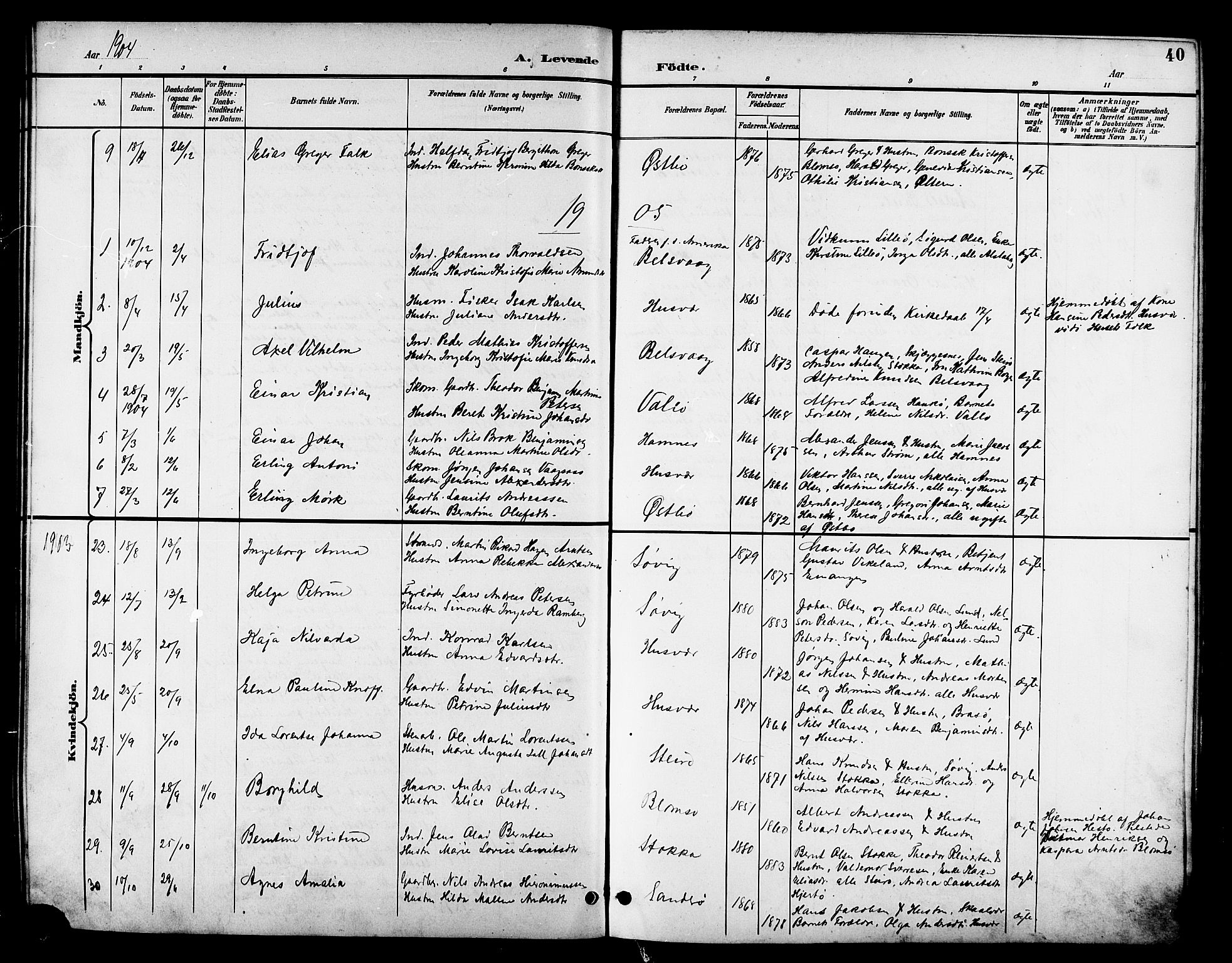 Ministerialprotokoller, klokkerbøker og fødselsregistre - Nordland, AV/SAT-A-1459/830/L0463: Klokkerbok nr. 830C05, 1895-1906, s. 40