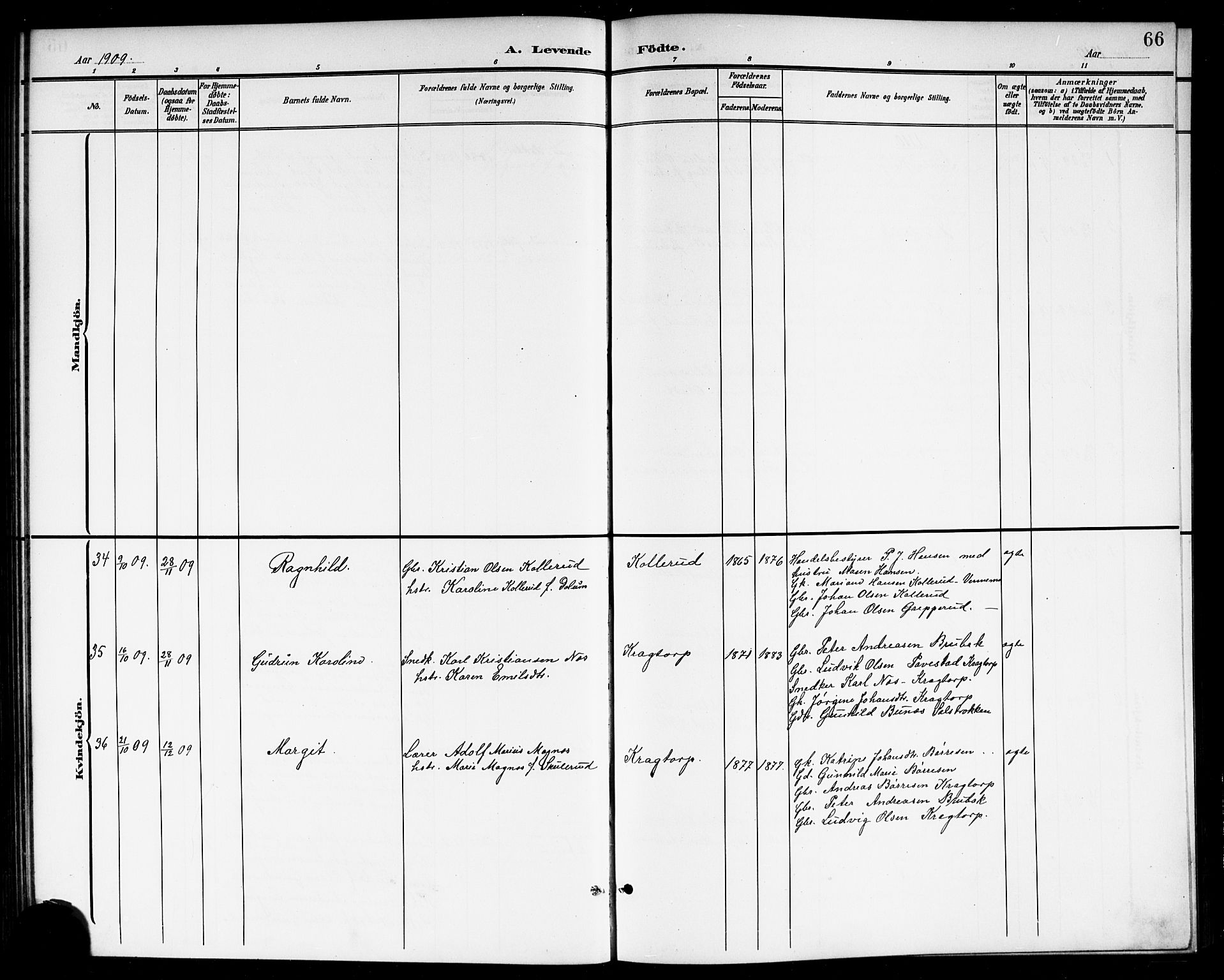 Høland prestekontor Kirkebøker, AV/SAO-A-10346a/G/Gb/L0001: Klokkerbok nr. II 1, 1902-1919, s. 66