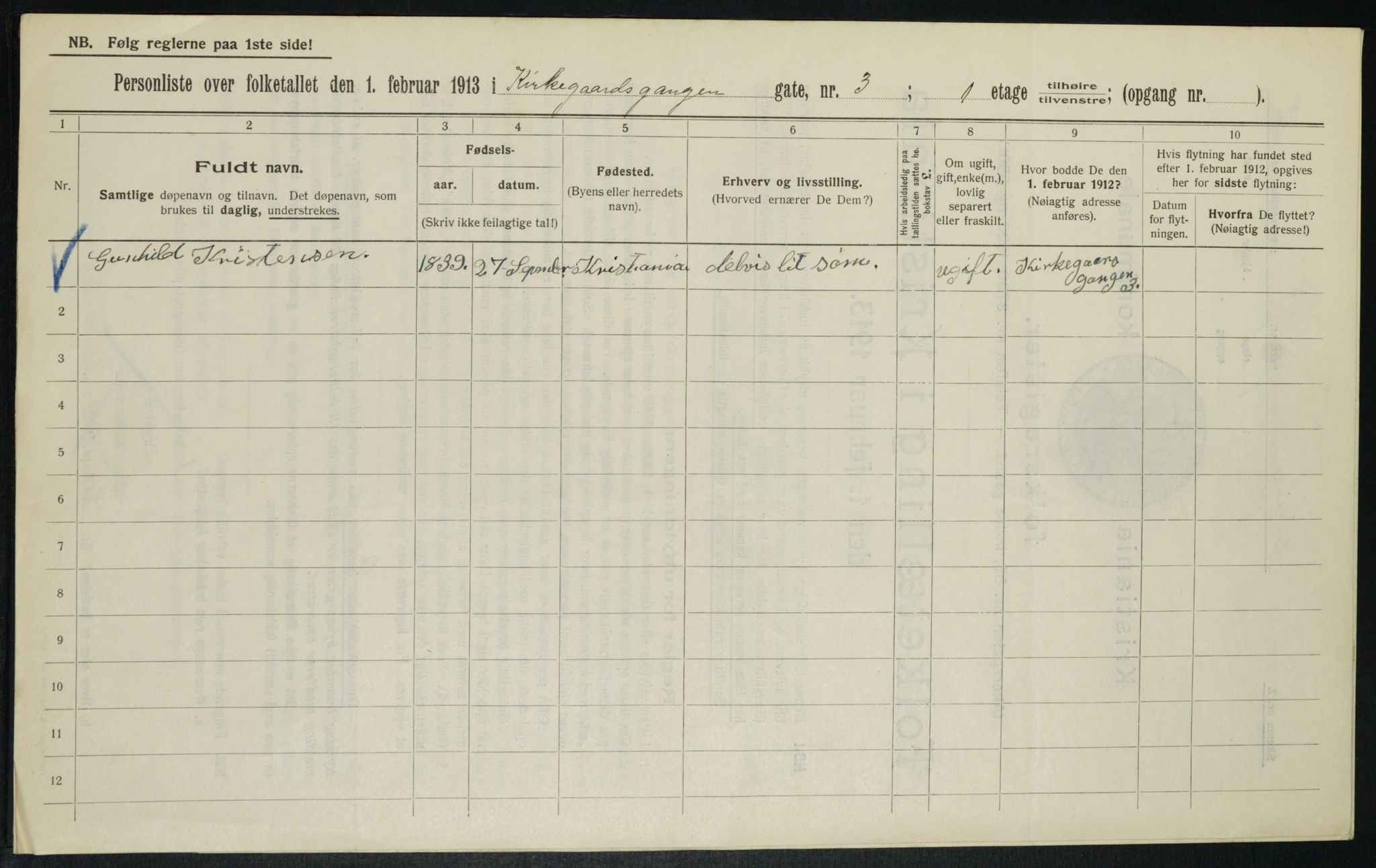 OBA, Kommunal folketelling 1.2.1913 for Kristiania, 1913, s. 49749