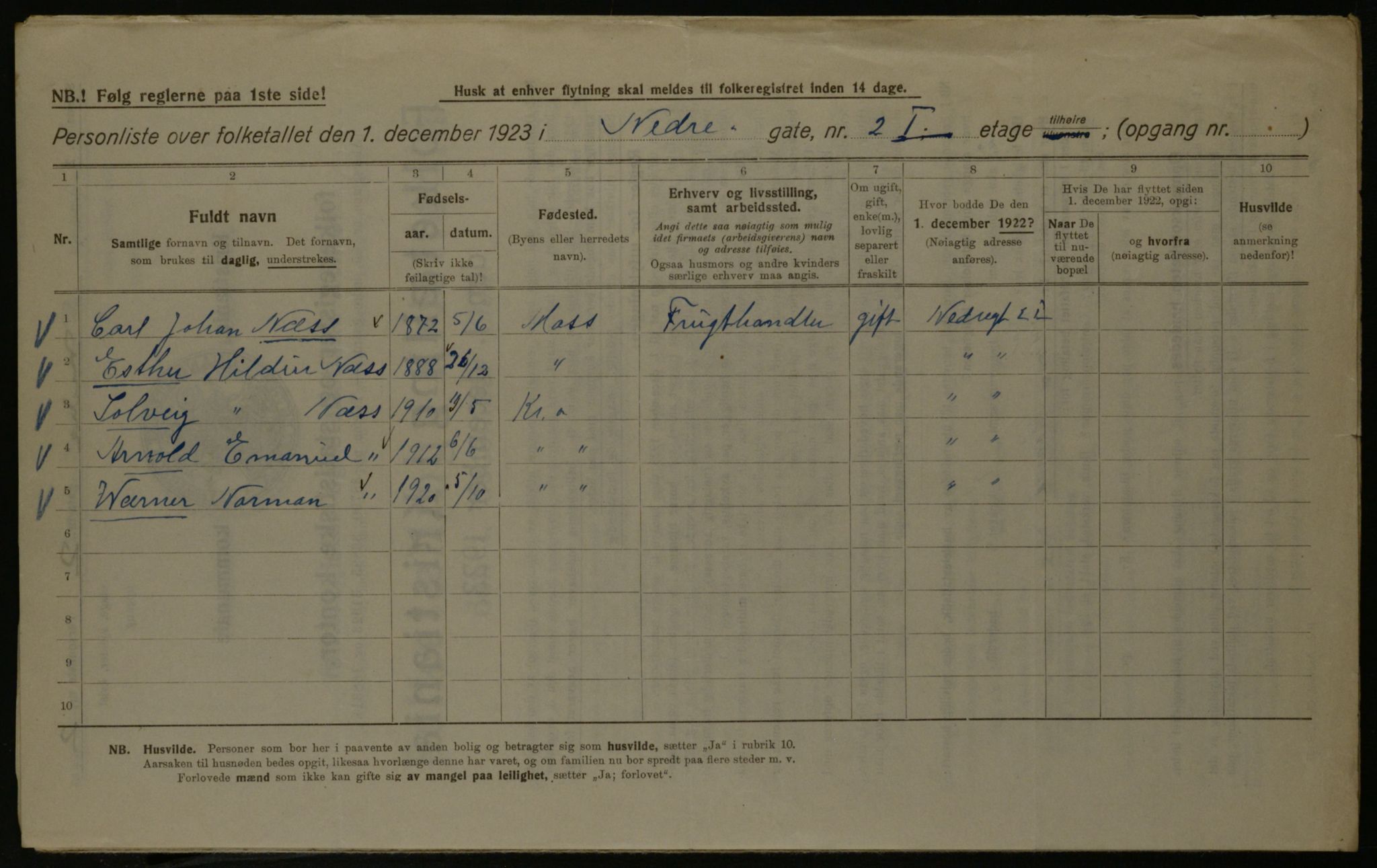 OBA, Kommunal folketelling 1.12.1923 for Kristiania, 1923, s. 76137