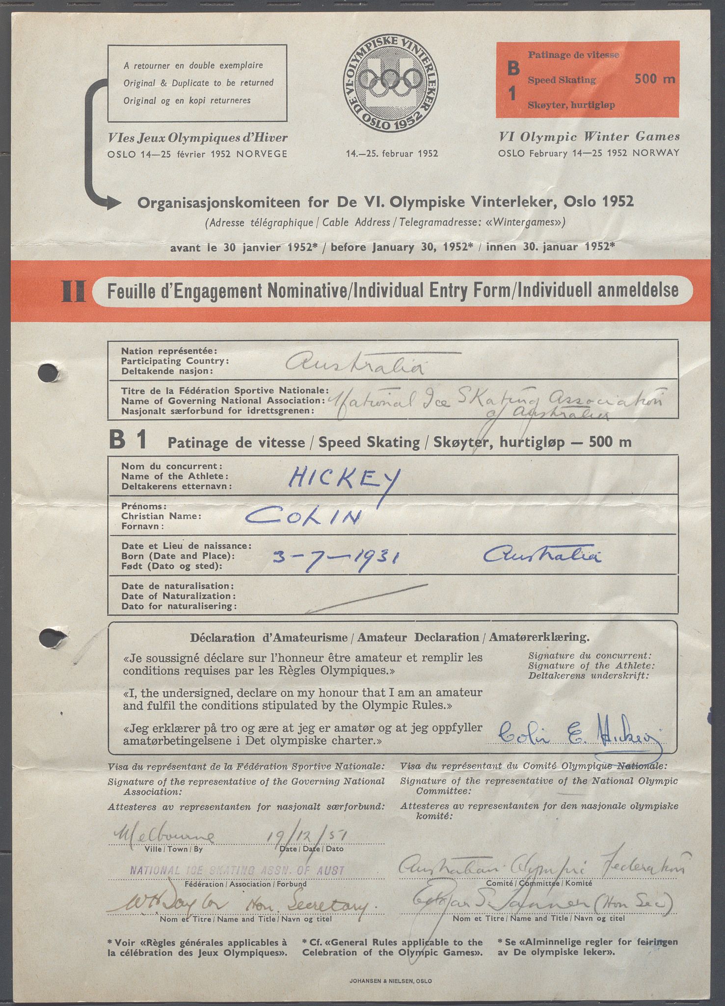 Organisasjonskomiteen for de VI. olympiske vinterleker, OBA/A-20130/H/Ha, 1951-1952, s. 989