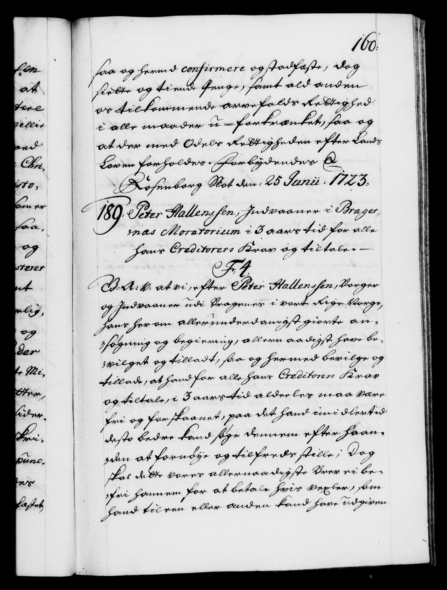 Danske Kanselli 1572-1799, AV/RA-EA-3023/F/Fc/Fca/Fcaa/L0024: Norske registre, 1723-1725, s. 160a