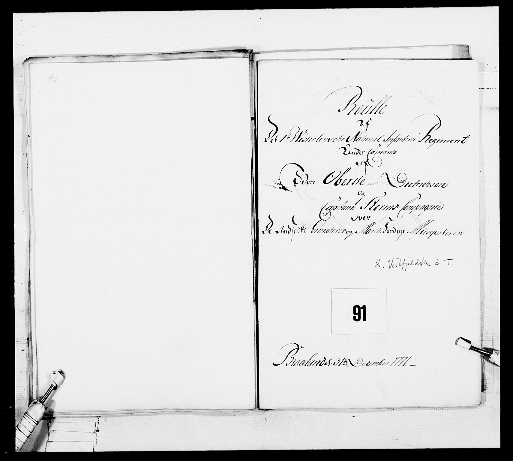 Generalitets- og kommissariatskollegiet, Det kongelige norske kommissariatskollegium, RA/EA-5420/E/Eh/L0101: 1. Vesterlenske nasjonale infanteriregiment, 1766-1777, s. 622