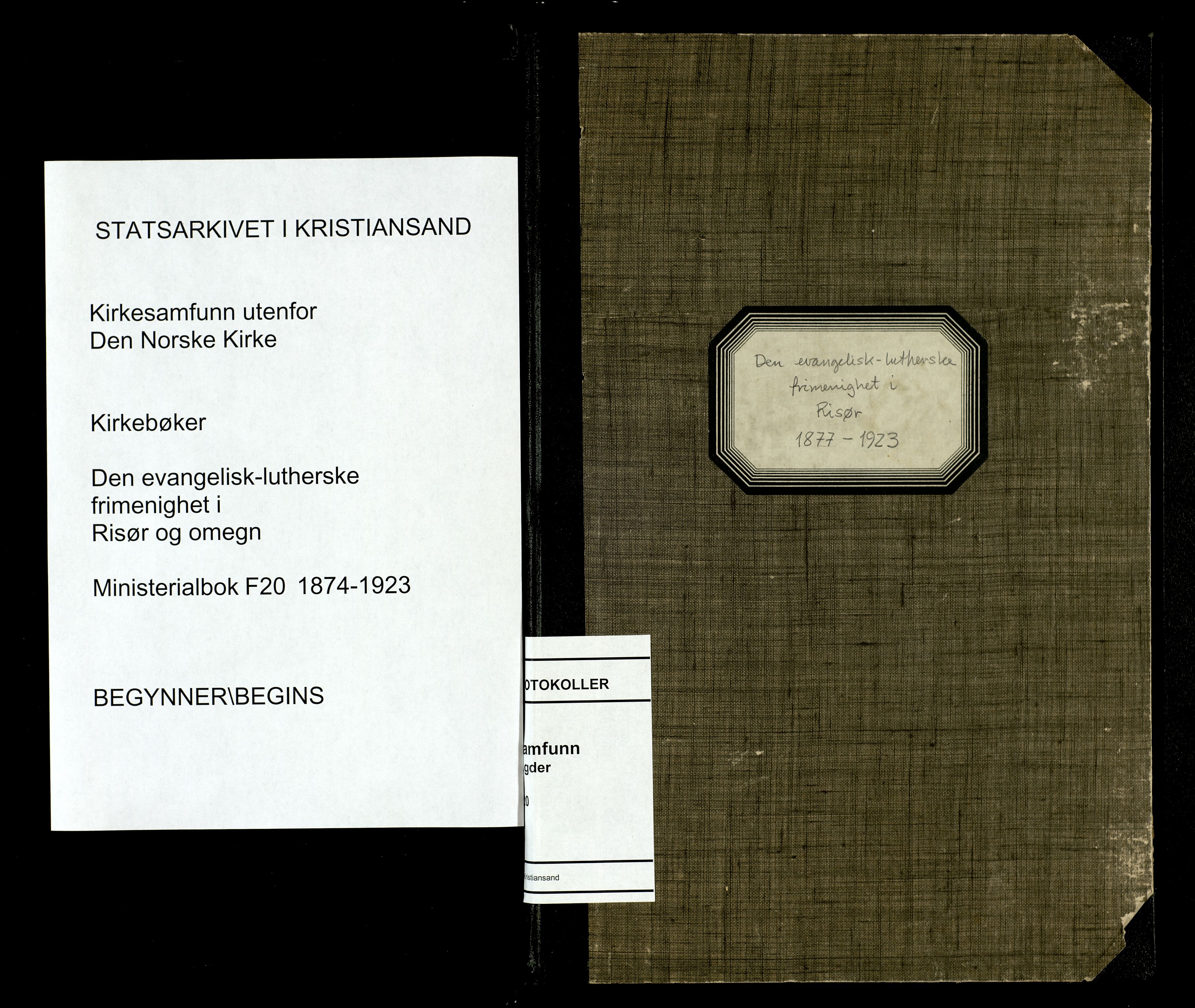 Den evangelisk-lutherske frimenighet, Risør, AV/SAK-1292-0007/F/Fa/L0004: Dissenterprotokoll nr. F 20, 1874-1923