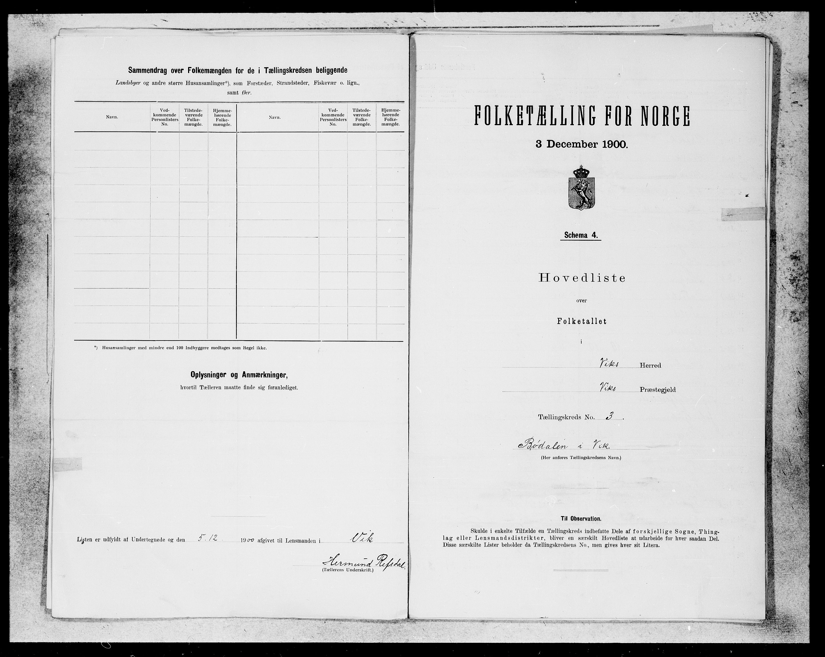 SAB, Folketelling 1900 for 1417 Vik herred, 1900, s. 5