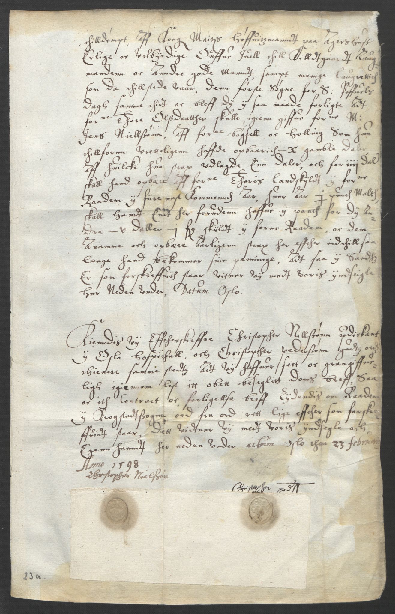 Oslo stiftsdireksjon, AV/SAO-A-11085/G/Gb/L0001: Bispestolens dokumenter, 1584-1612, s. 97