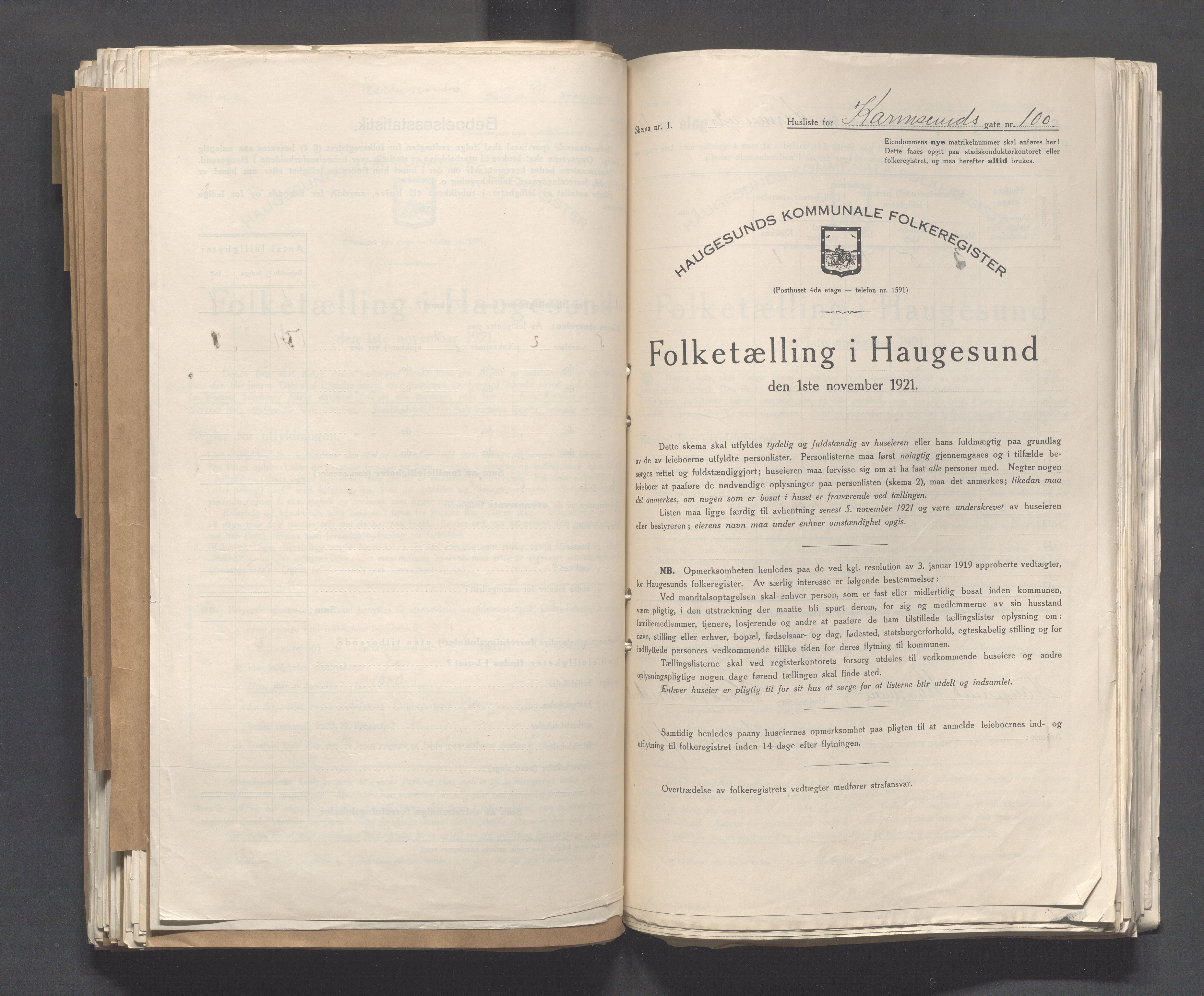 IKAR, Kommunal folketelling 1.11.1921 for Haugesund, 1921, s. 2447