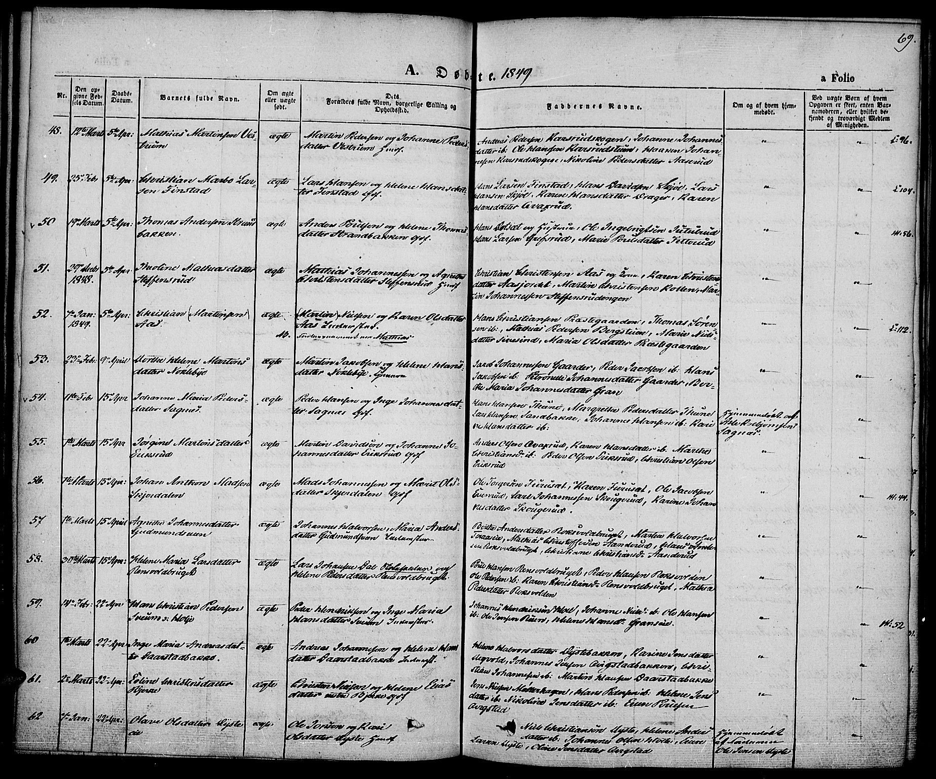 Vestre Toten prestekontor, SAH/PREST-108/H/Ha/Haa/L0004: Ministerialbok nr. 4, 1844-1849, s. 69
