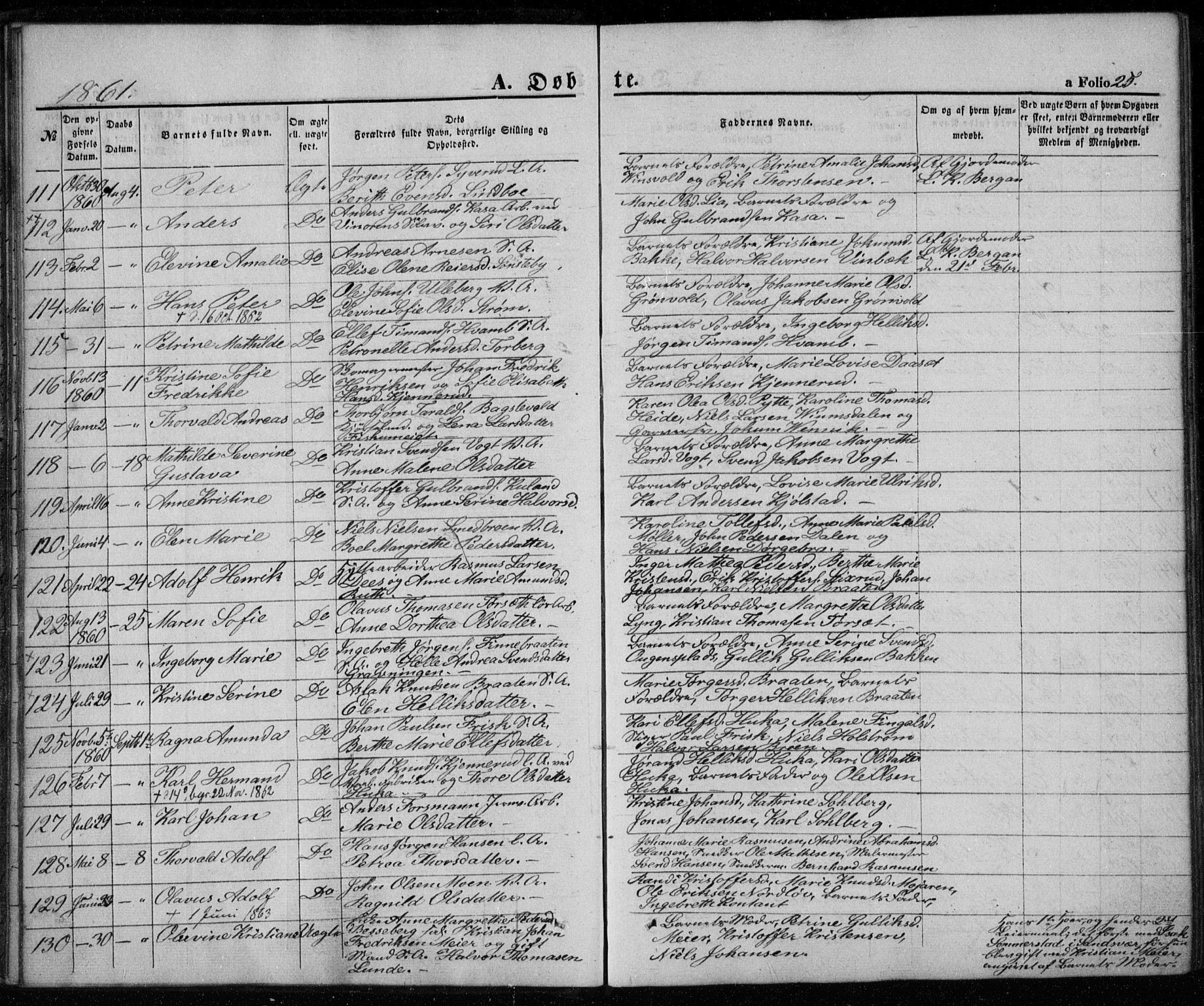 Kongsberg kirkebøker, AV/SAKO-A-22/G/Ga/L0003: Klokkerbok nr. 3, 1859-1875, s. 25