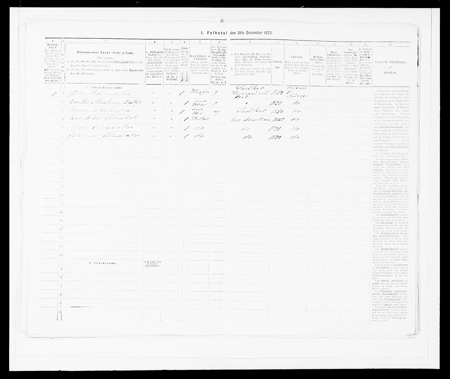 SAB, Folketelling 1875 for 1447P Innvik prestegjeld, 1875, s. 282