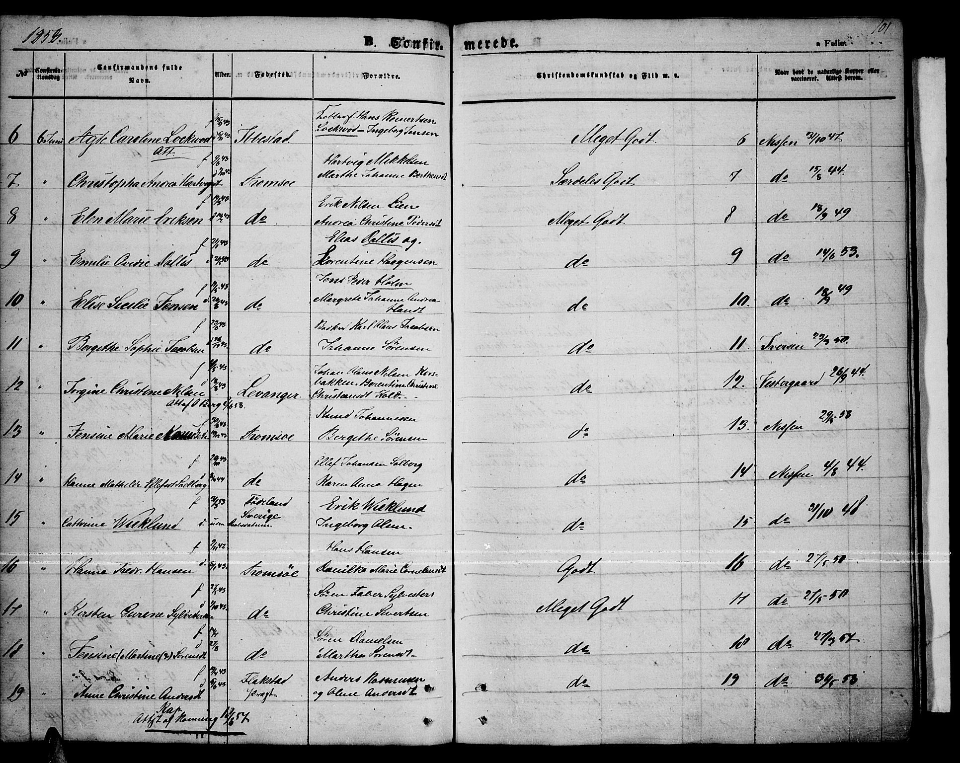 Tromsø sokneprestkontor/stiftsprosti/domprosti, AV/SATØ-S-1343/G/Gb/L0006klokker: Klokkerbok nr. 6, 1857-1866, s. 101