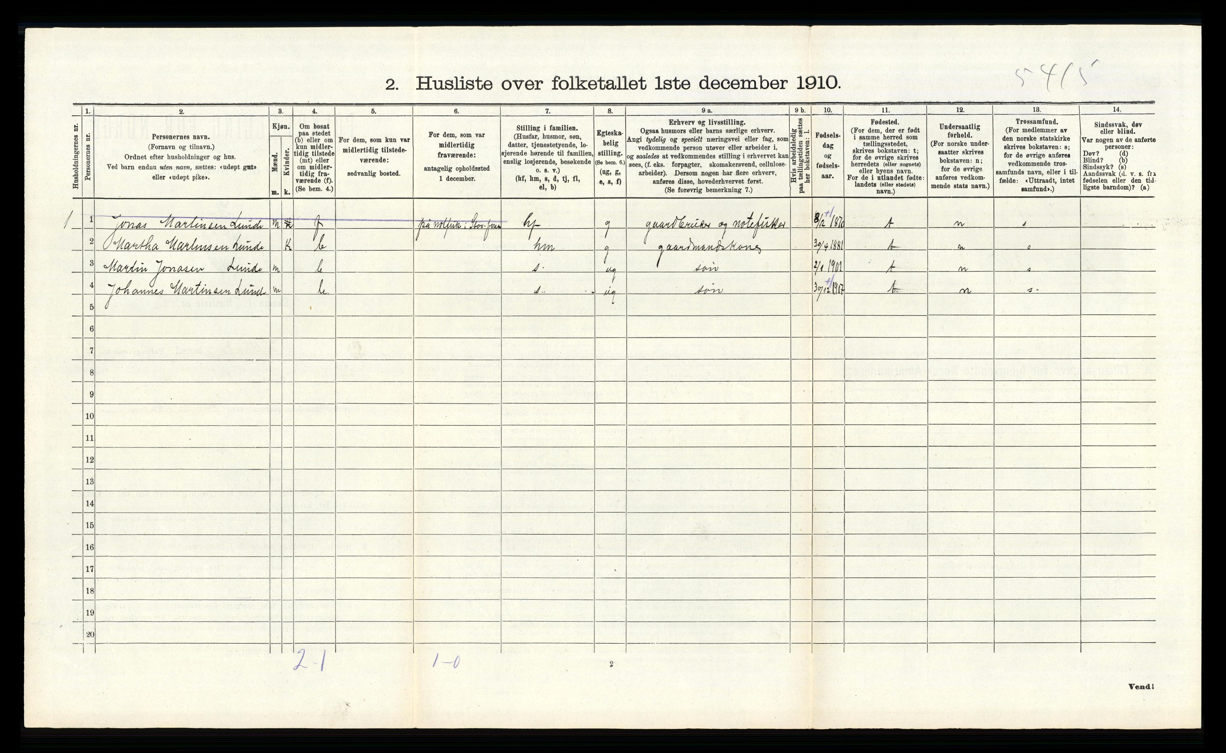 RA, Folketelling 1910 for 1126 Hetland herred, 1910, s. 316