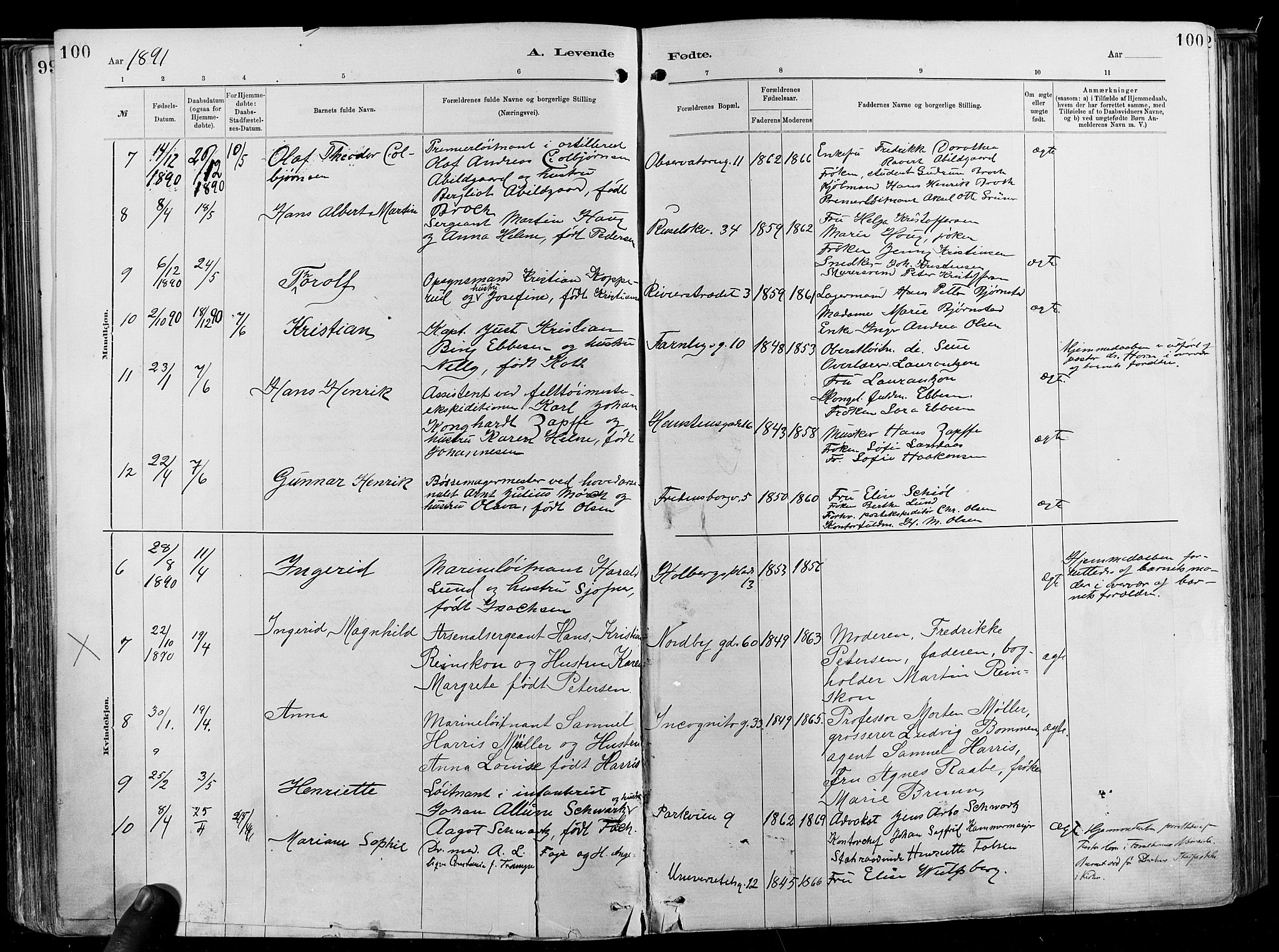 Garnisonsmenigheten Kirkebøker, AV/SAO-A-10846/F/Fa/L0012: Ministerialbok nr. 12, 1880-1893, s. 100