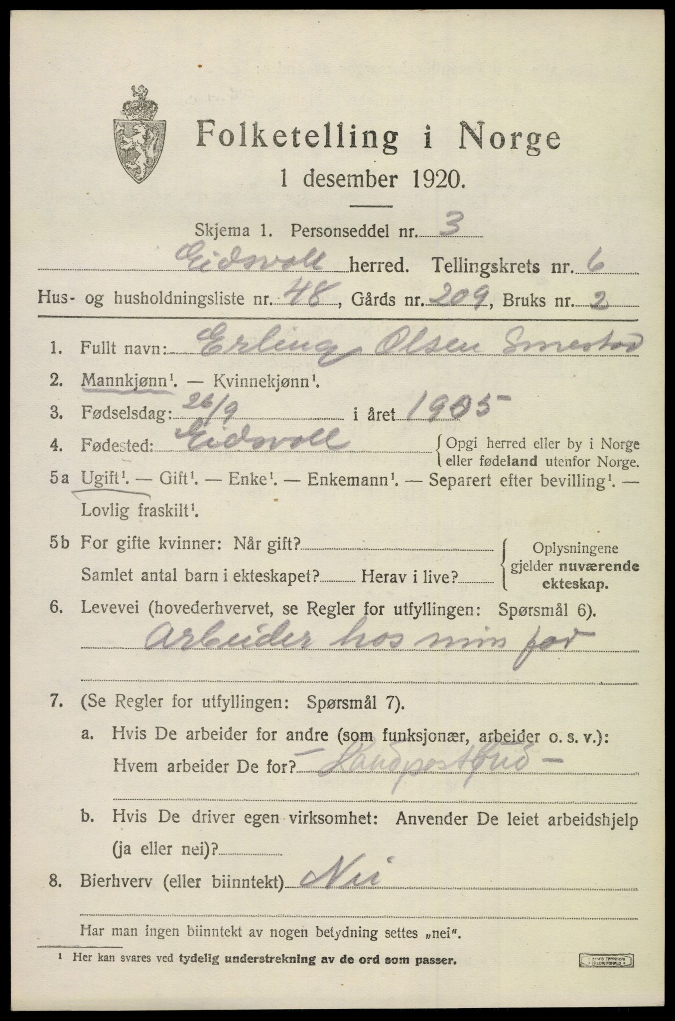 SAO, Folketelling 1920 for 0237 Eidsvoll herred, 1920, s. 11241