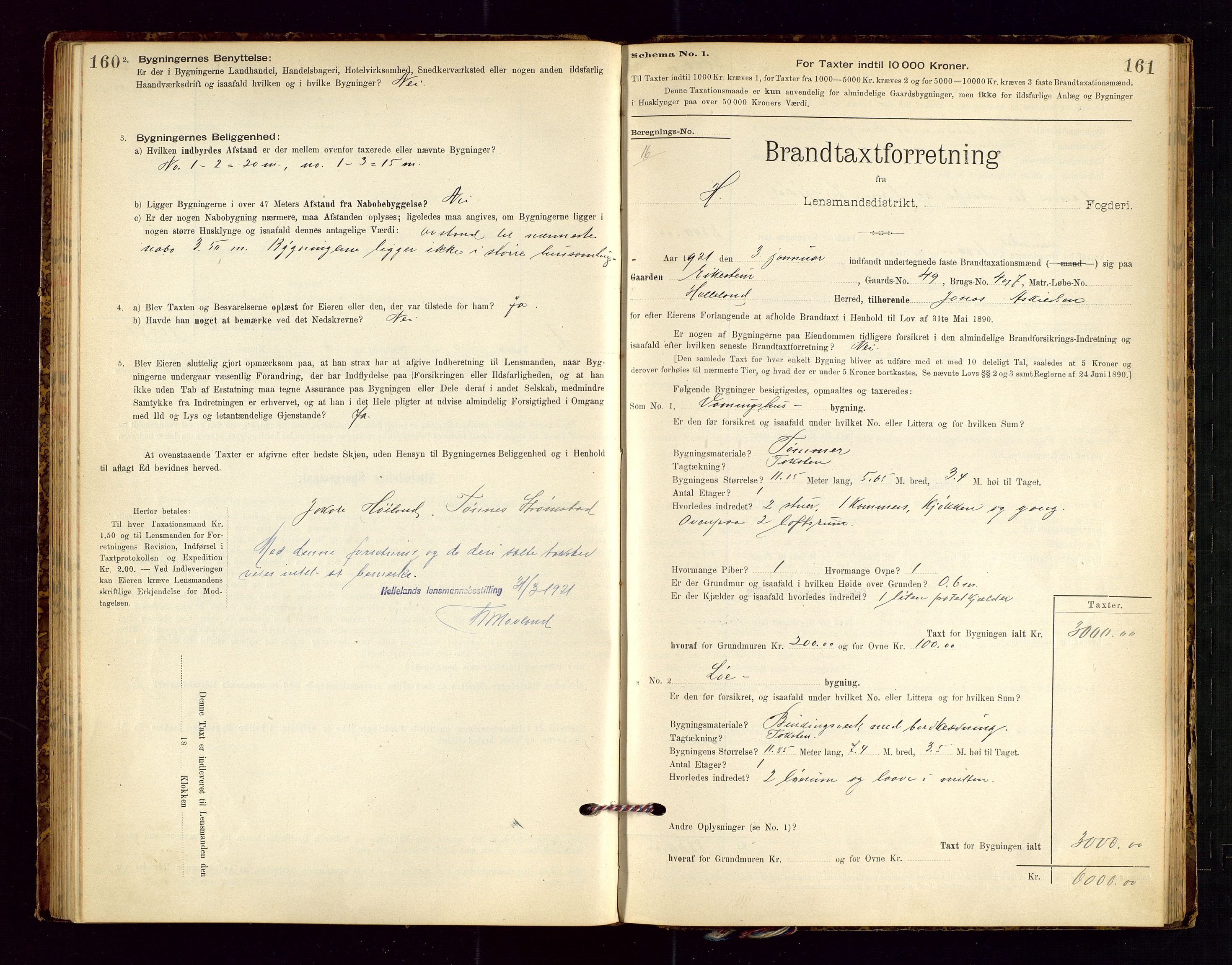 Helleland lensmannskontor, AV/SAST-A-100209/Gob/L0001: "Brandtaxationsprotokol", 1896-1919, s. 160-161