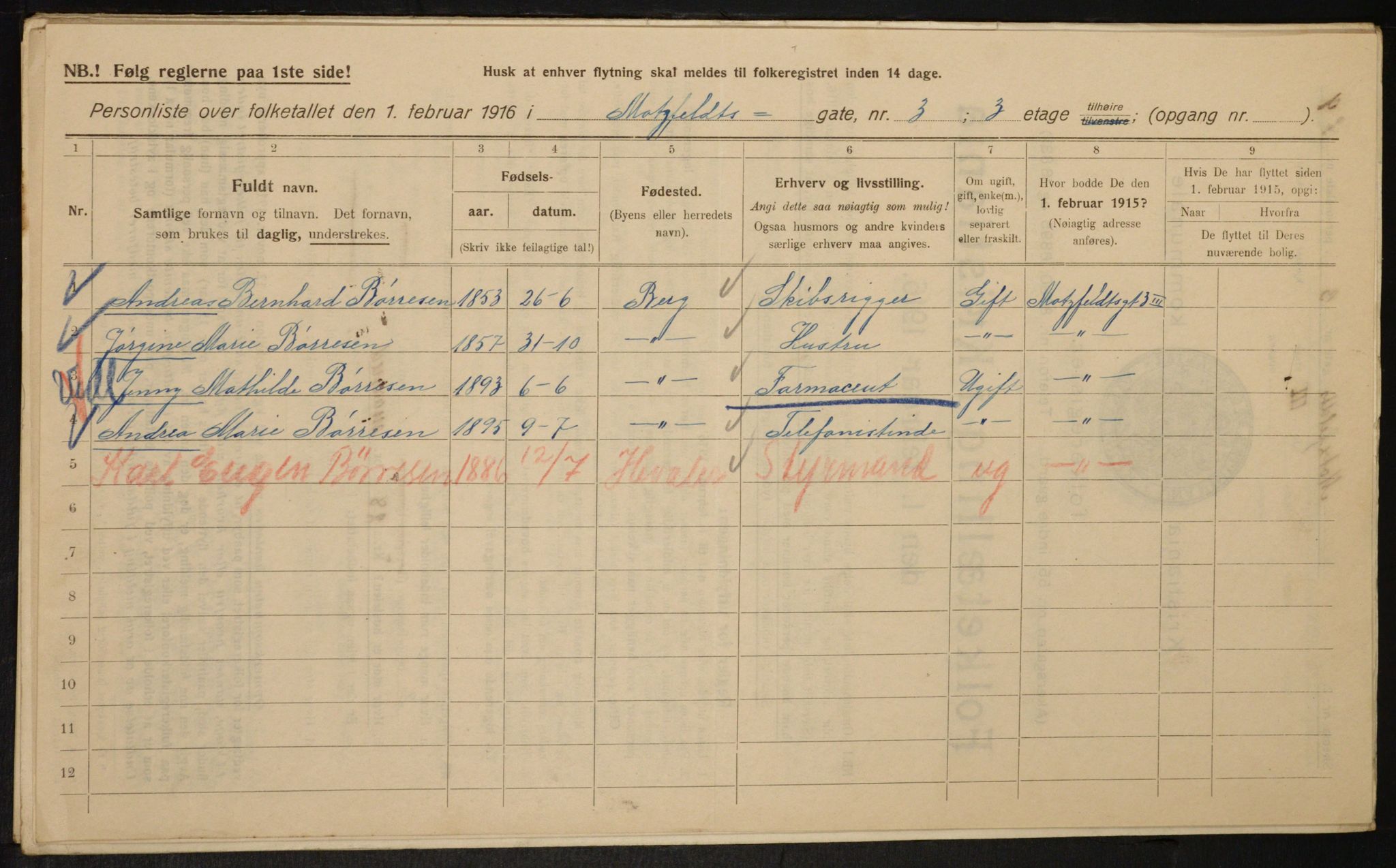 OBA, Kommunal folketelling 1.2.1916 for Kristiania, 1916, s. 67583