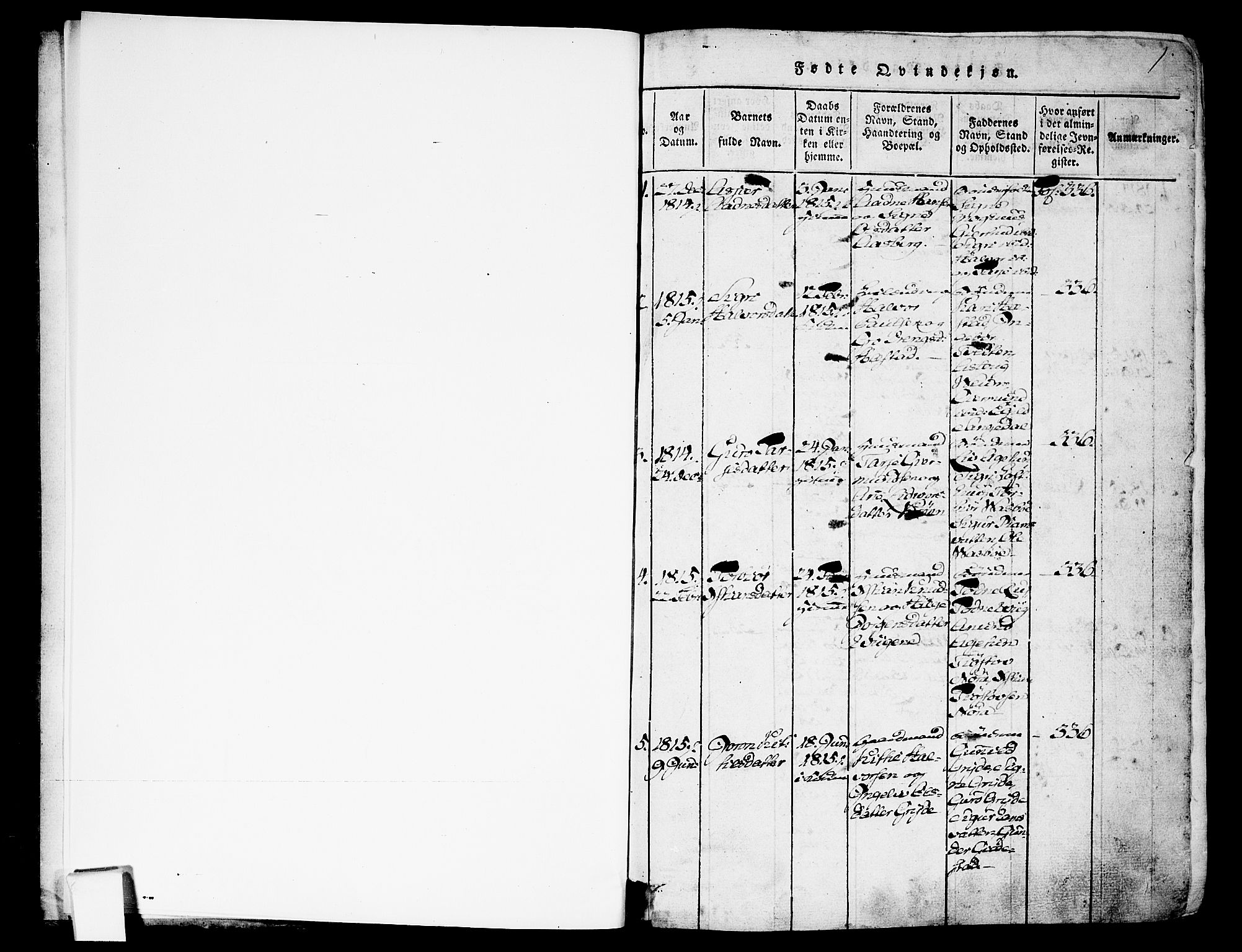 Fyresdal kirkebøker, AV/SAKO-A-263/F/Fa/L0003: Ministerialbok nr. I 3, 1815-1840, s. 1