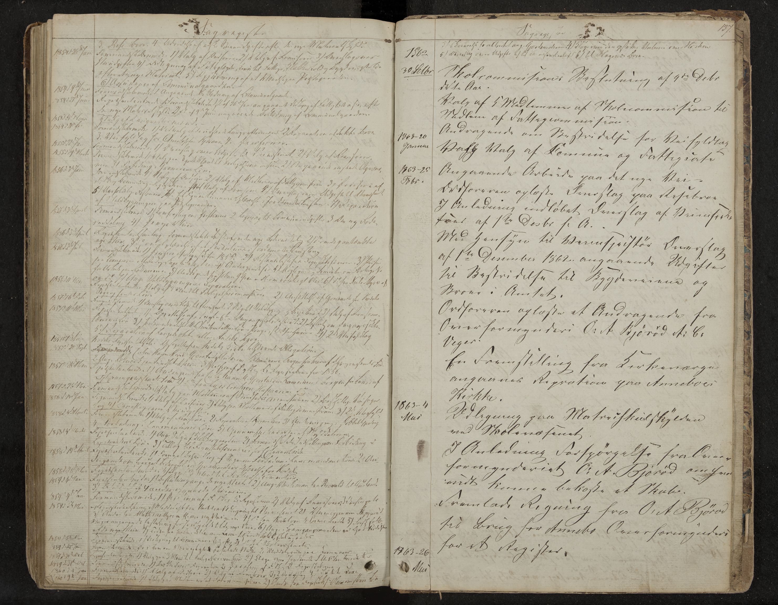 Andebu formannskap og sentraladministrasjon, IKAK/0719021-1/A/Aa/L0001: Møtebok med register, 1837-1869, s. 137