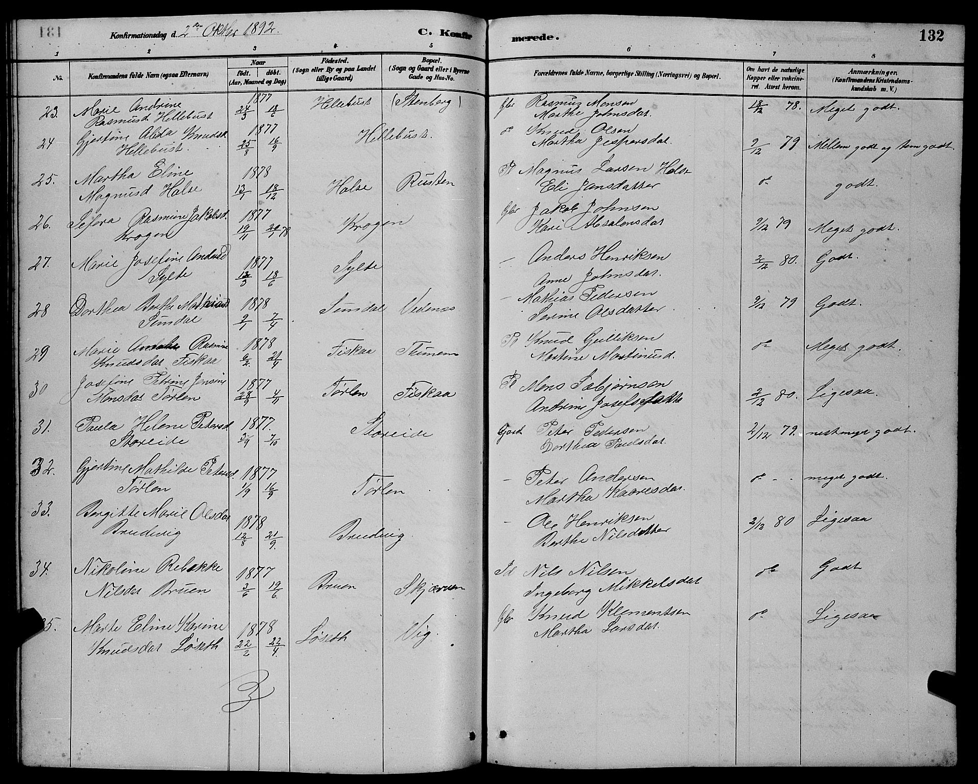 Ministerialprotokoller, klokkerbøker og fødselsregistre - Møre og Romsdal, AV/SAT-A-1454/501/L0017: Klokkerbok nr. 501C03, 1885-1901, s. 132