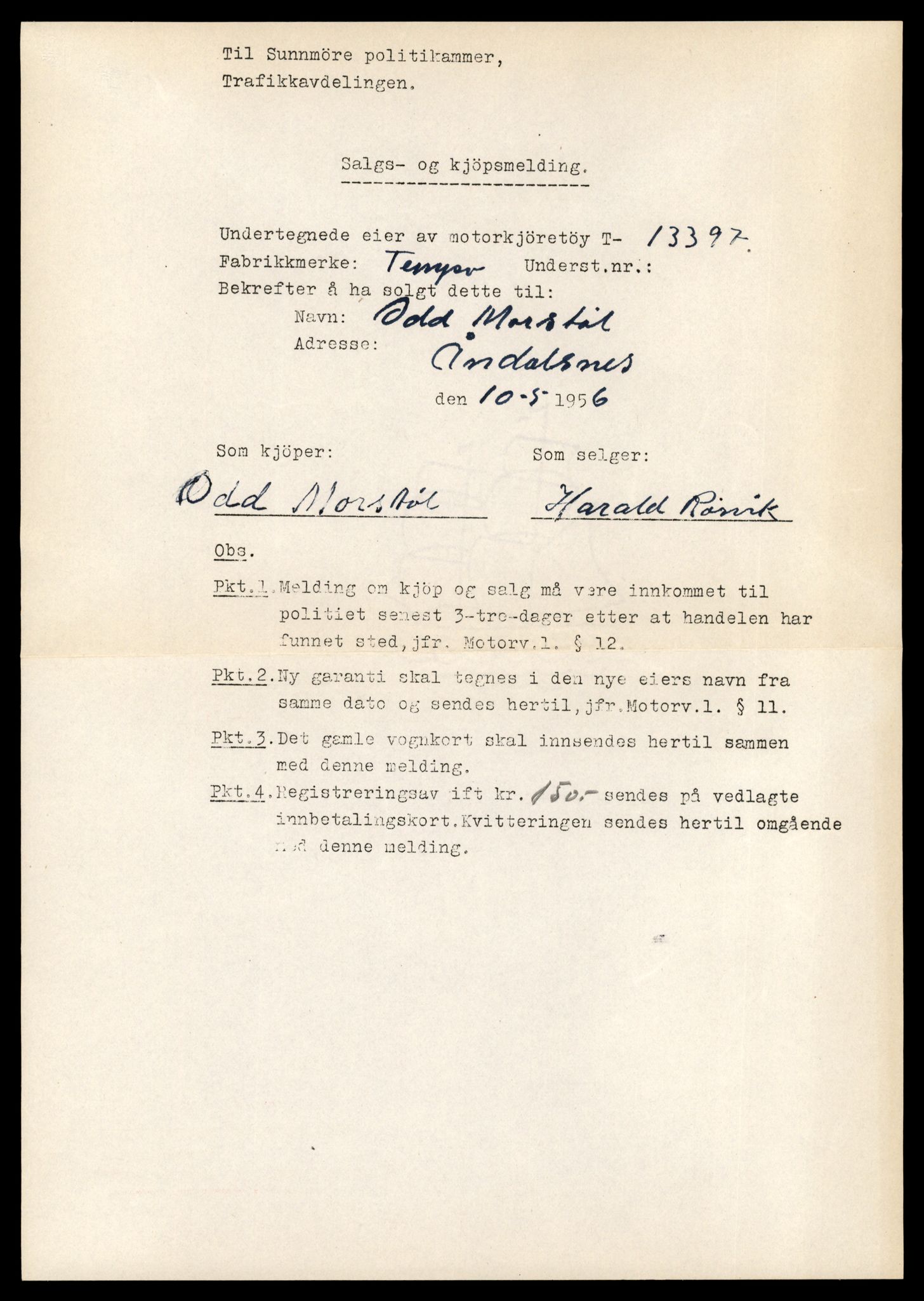 Møre og Romsdal vegkontor - Ålesund trafikkstasjon, AV/SAT-A-4099/F/Fe/L0039: Registreringskort for kjøretøy T 13361 - T 13530, 1927-1998, s. 599