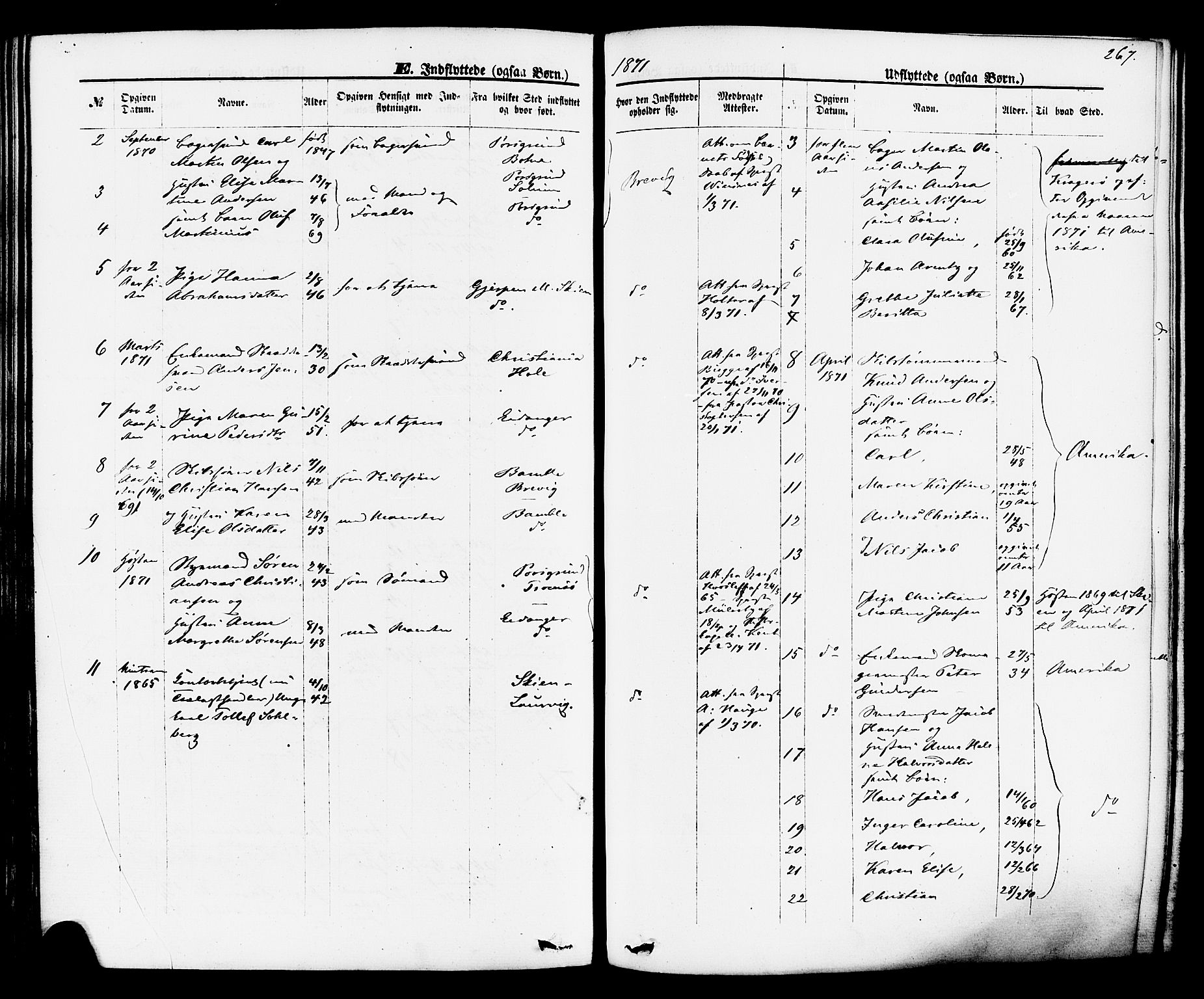 Brevik kirkebøker, AV/SAKO-A-255/F/Fa/L0006: Ministerialbok nr. 6, 1866-1881, s. 267