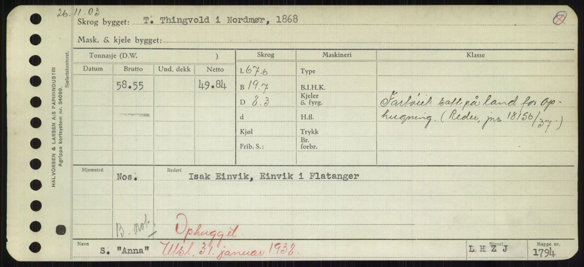 Sjøfartsdirektoratet med forløpere, Skipsmålingen, AV/RA-S-1627/H/Hd/L0001: Fartøy, A-Anv, s. 669