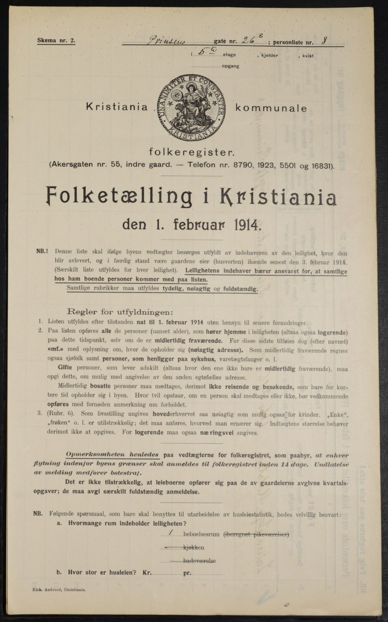 OBA, Kommunal folketelling 1.2.1914 for Kristiania, 1914, s. 81373