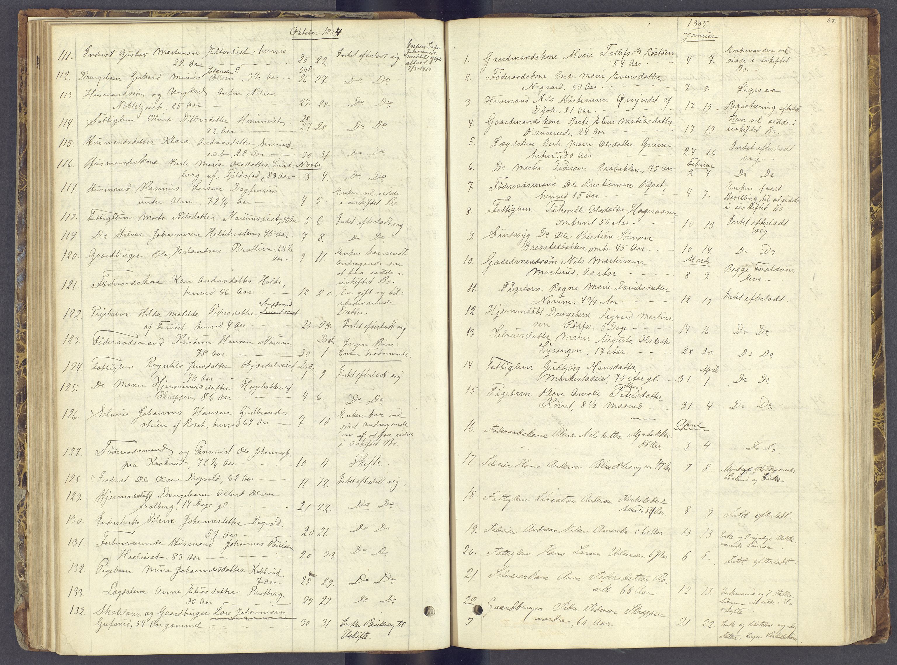 Toten tingrett, AV/SAH-TING-006/J/Jl/L0002: Dødsfallsjournal, 1868-1892, s. 67b-68a