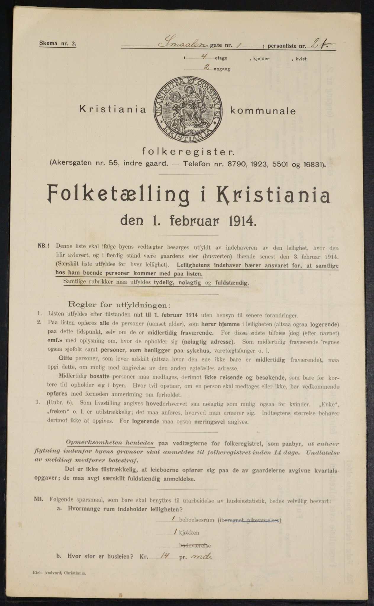 OBA, Kommunal folketelling 1.2.1914 for Kristiania, 1914, s. 97562