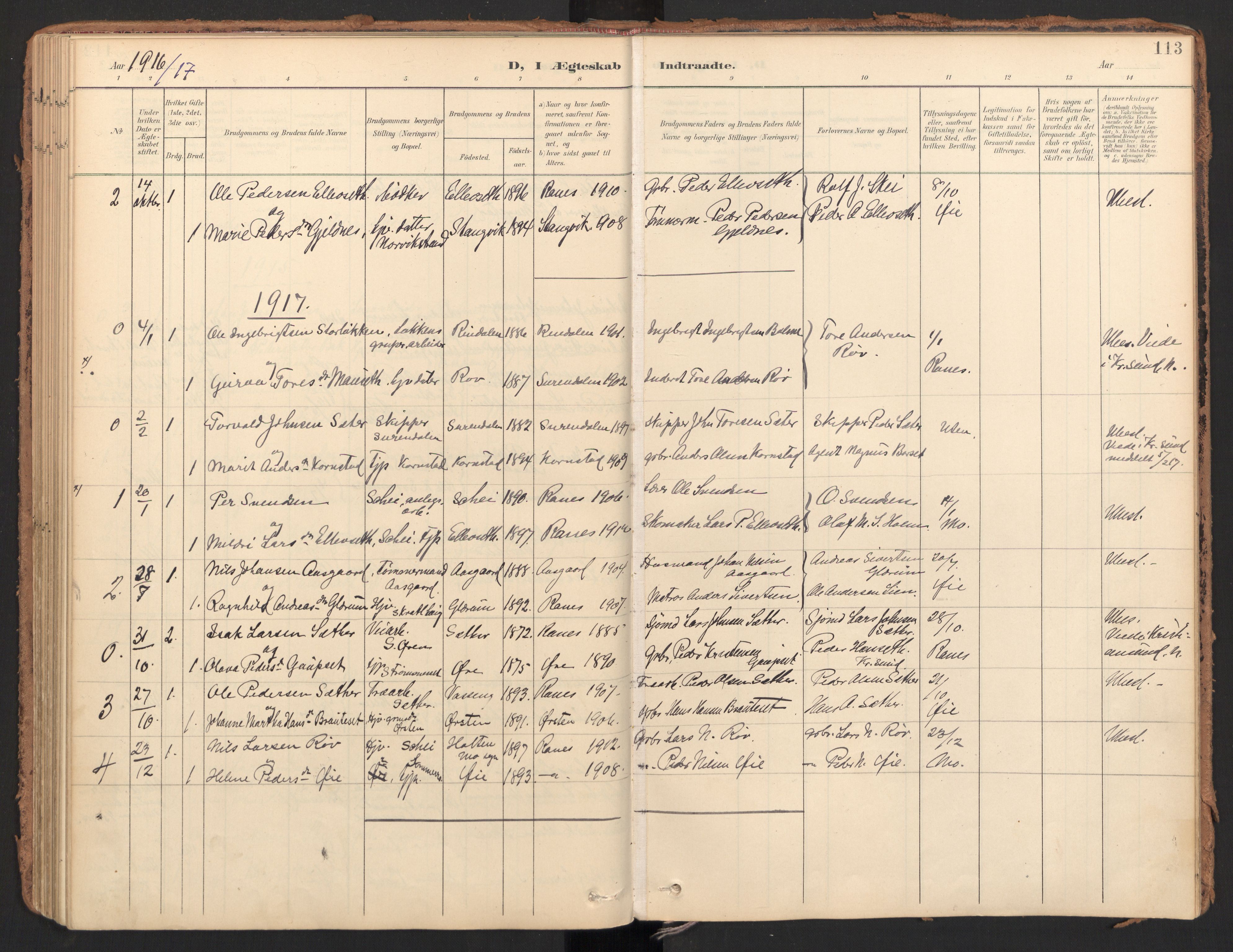 Ministerialprotokoller, klokkerbøker og fødselsregistre - Møre og Romsdal, AV/SAT-A-1454/596/L1057: Ministerialbok nr. 596A02, 1900-1917, s. 113