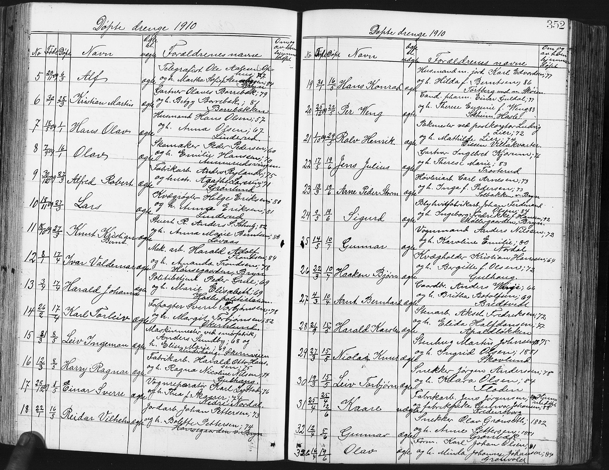 Østre Aker prestekontor Kirkebøker, AV/SAO-A-10840/G/Ga/L0003: Klokkerbok nr. I 3, 1868-1913, s. 352