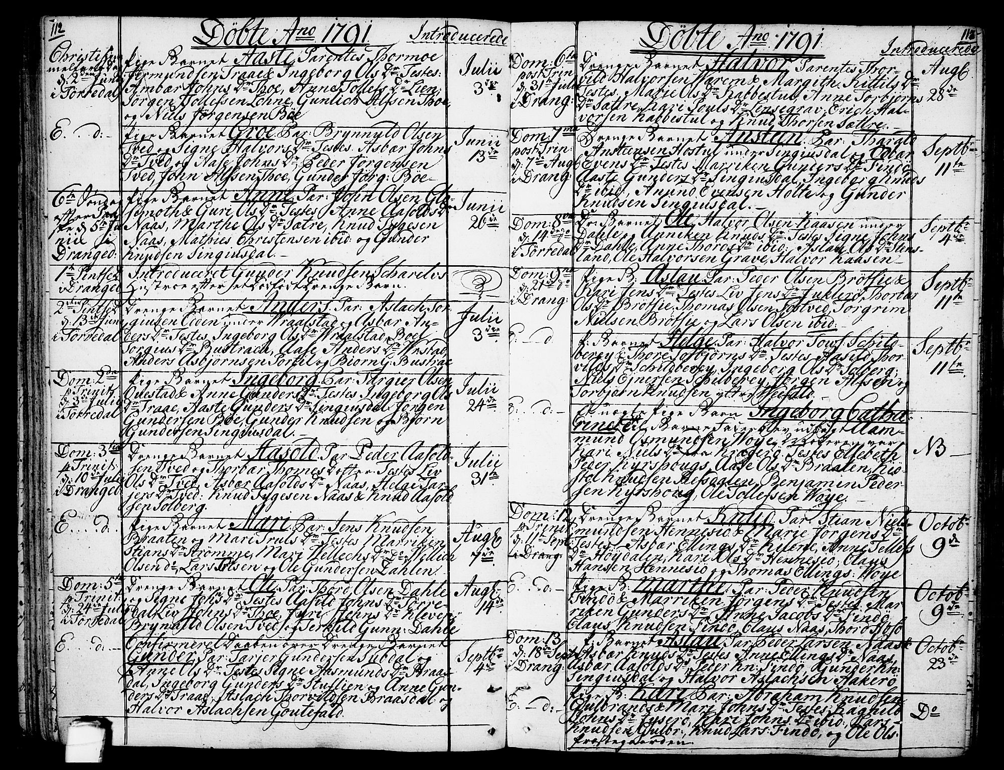 Drangedal kirkebøker, AV/SAKO-A-258/F/Fa/L0003: Ministerialbok nr. 3, 1768-1814, s. 112-113