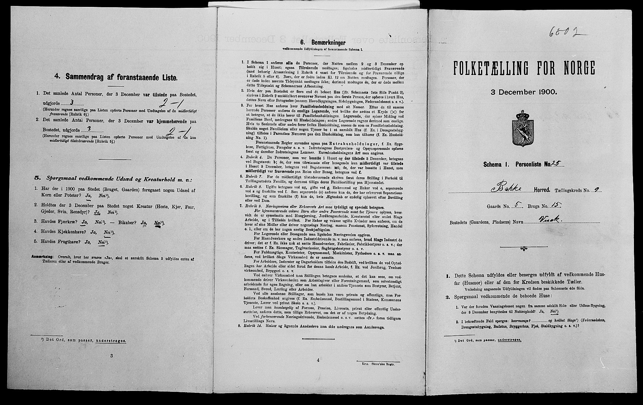 SAK, Folketelling 1900 for 1045 Bakke herred, 1900, s. 528