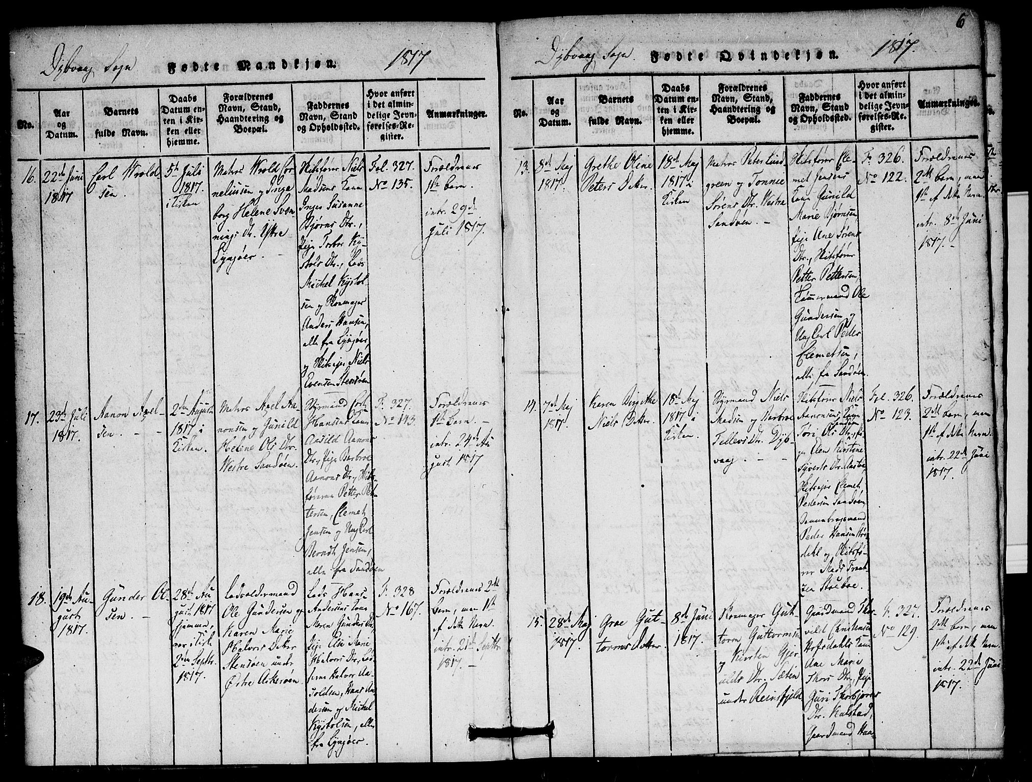 Dypvåg sokneprestkontor, AV/SAK-1111-0007/F/Fa/Faa/L0003: Ministerialbok nr. A 3 /1, 1817-1824, s. 6