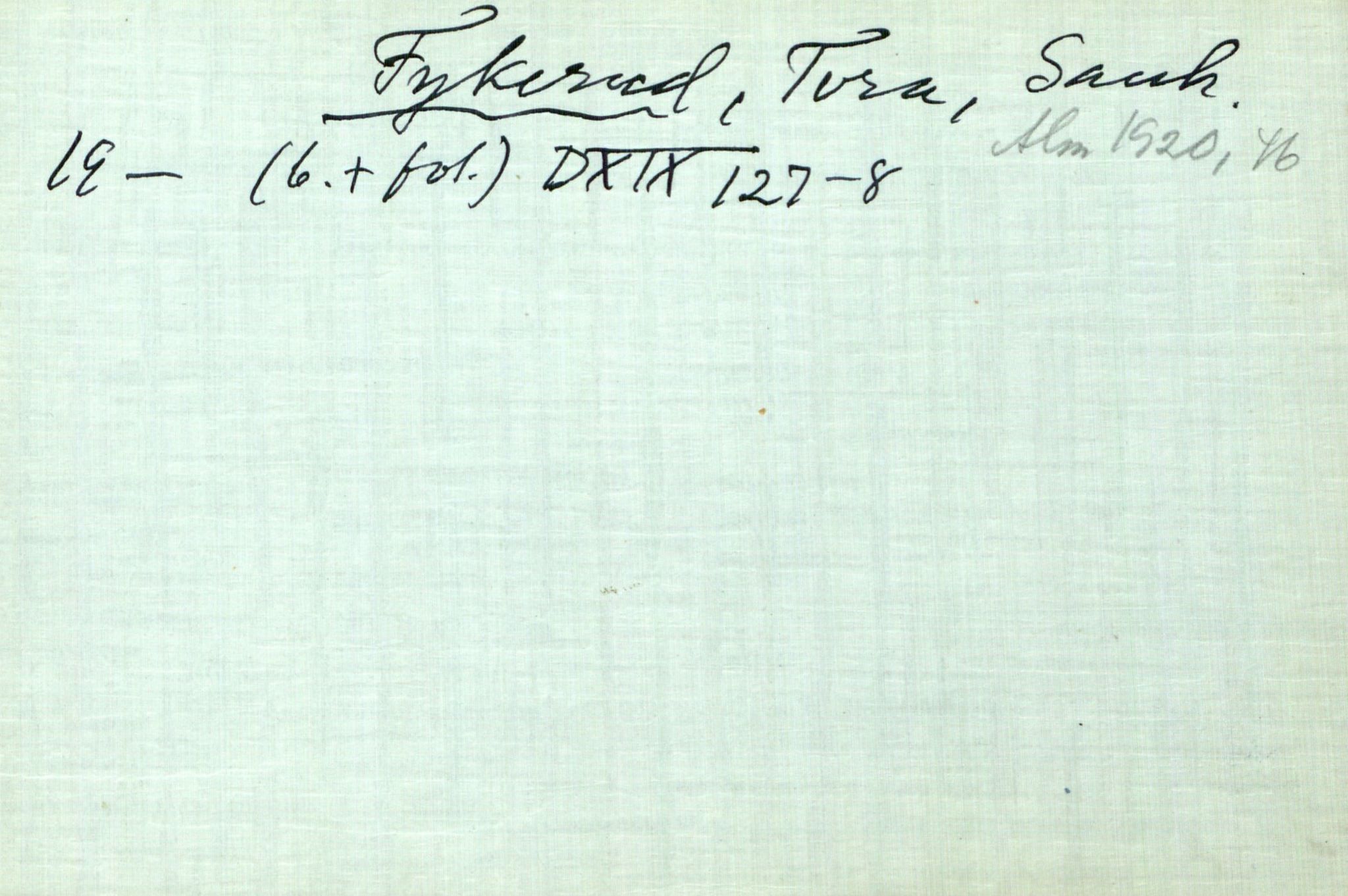 Rikard Berge, TEMU/TGM-A-1003/I/L0006: Personregister- F, 1910-1950