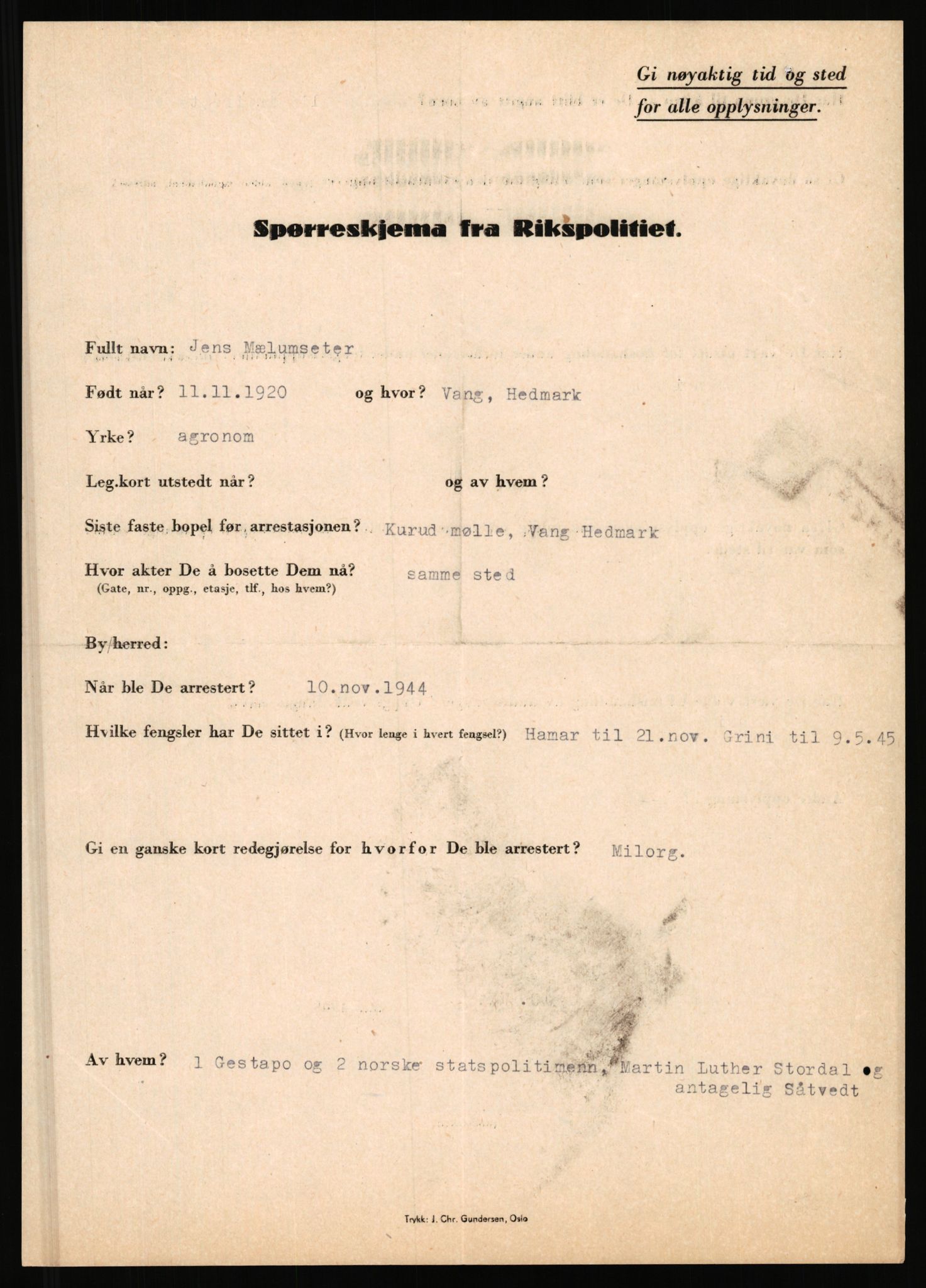 Rikspolitisjefen, AV/RA-S-1560/L/L0012: Mogensen, Øivind - Noraas, Lars, 1940-1945, s. 300