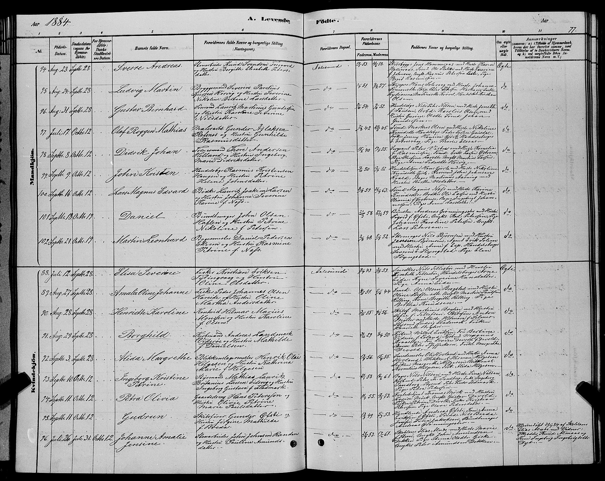 Ministerialprotokoller, klokkerbøker og fødselsregistre - Møre og Romsdal, AV/SAT-A-1454/529/L0466: Klokkerbok nr. 529C03, 1878-1888, s. 77