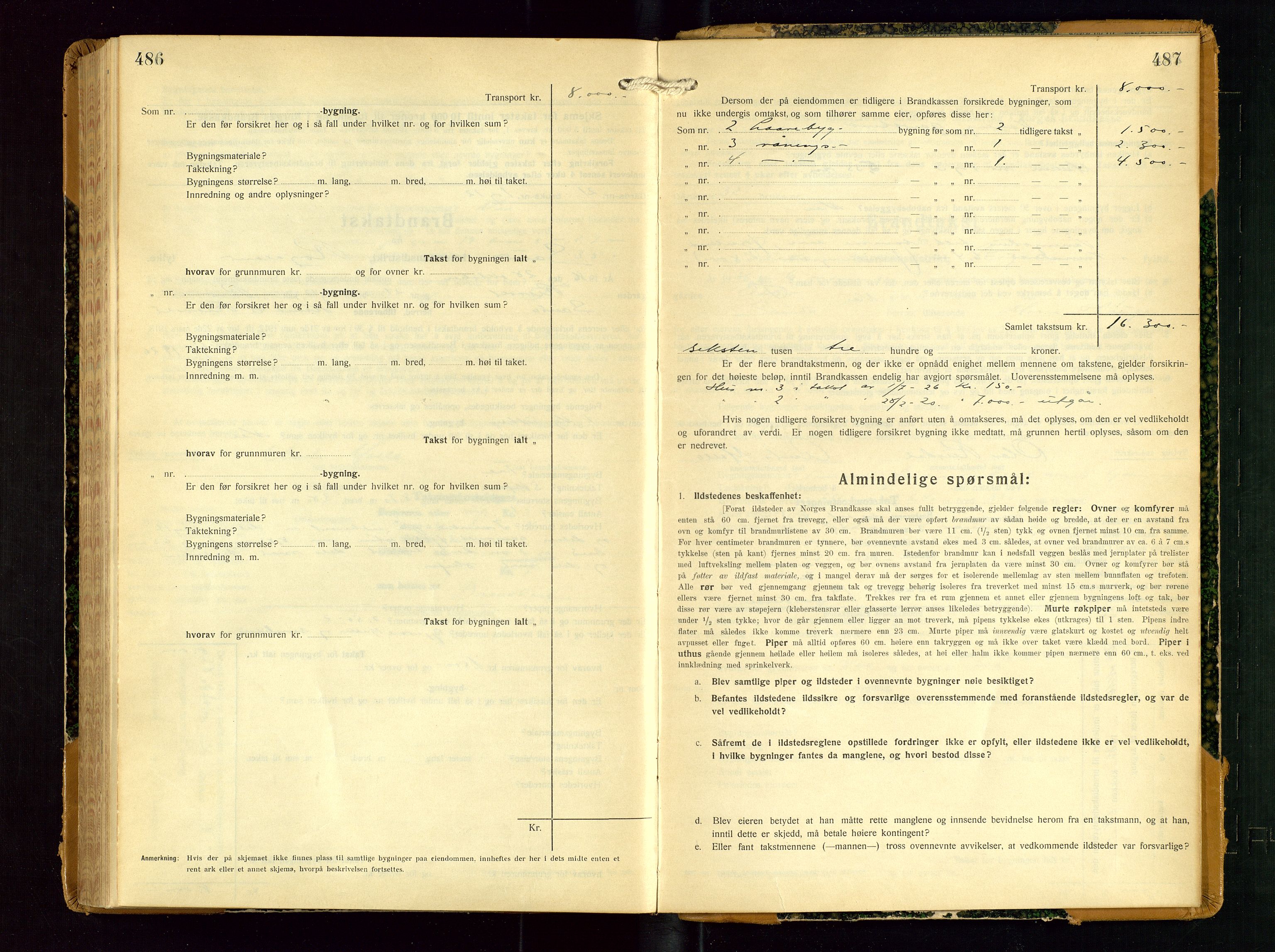 Sauda lensmannskontor, AV/SAST-A-100177/Gob/L0003: Branntakstprotokoll - skjematakst, 1928-1936, s. 486-487