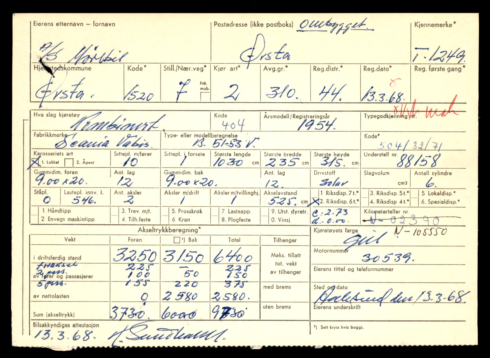 Møre og Romsdal vegkontor - Ålesund trafikkstasjon, AV/SAT-A-4099/F/Fe/L0011: Registreringskort for kjøretøy T 1170 - T 1289, 1927-1998, s. 2080