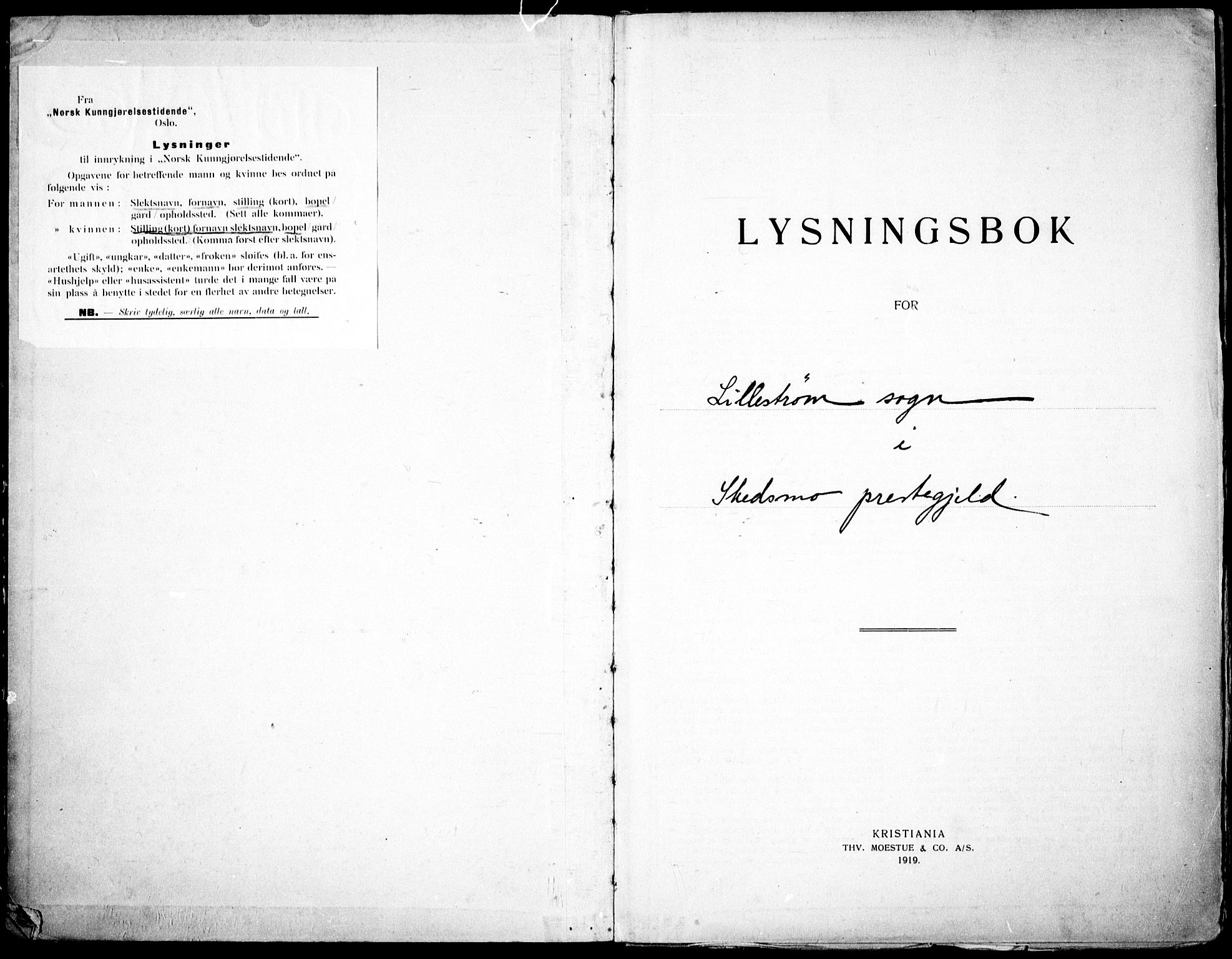 Skedsmo prestekontor Kirkebøker, SAO/A-10033a/H/Hc/L0001: Lysningsprotokoll nr. III 1, 1919-1938
