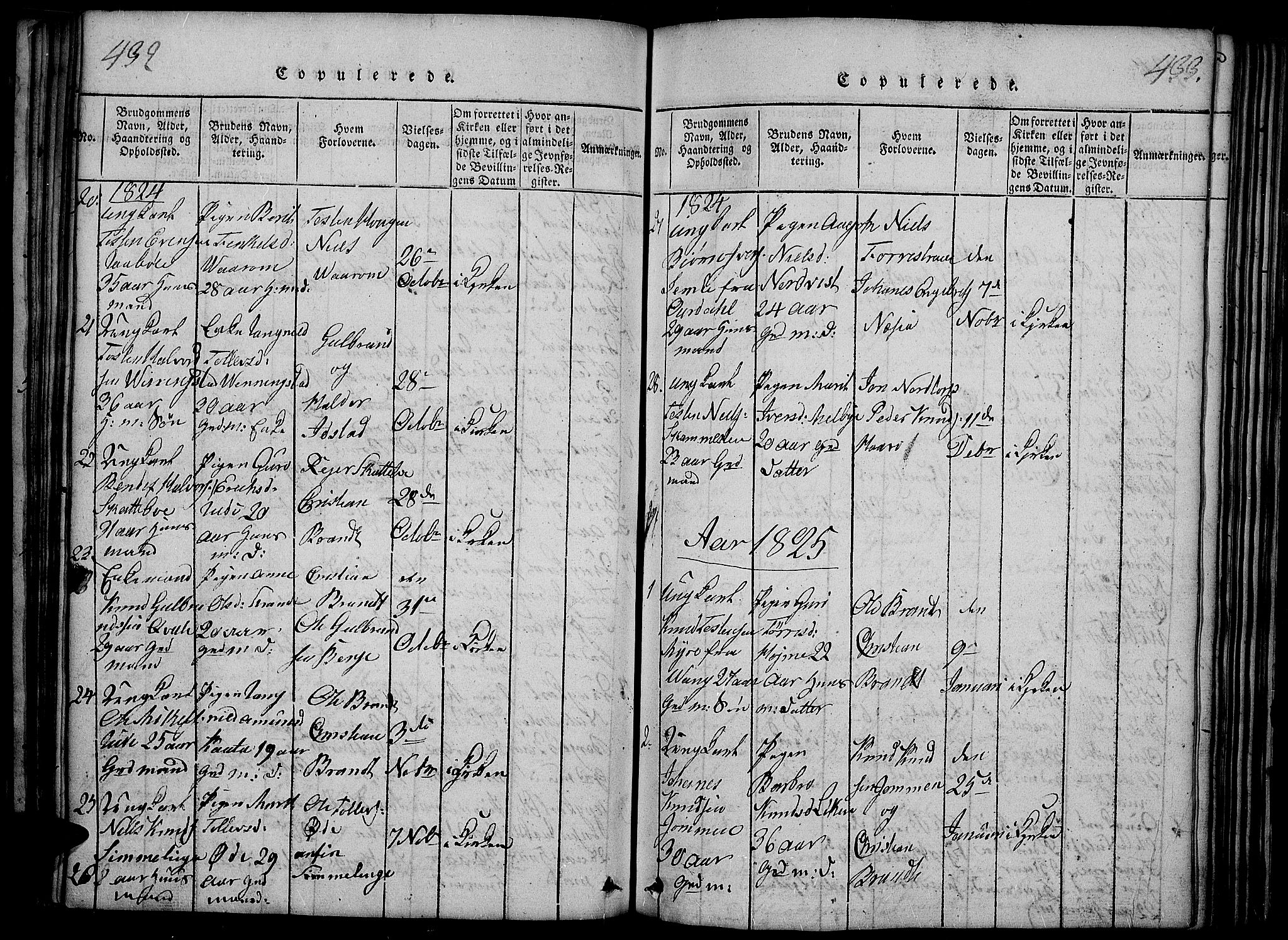 Slidre prestekontor, AV/SAH-PREST-134/H/Ha/Haa/L0002: Ministerialbok nr. 2, 1814-1830, s. 432-433