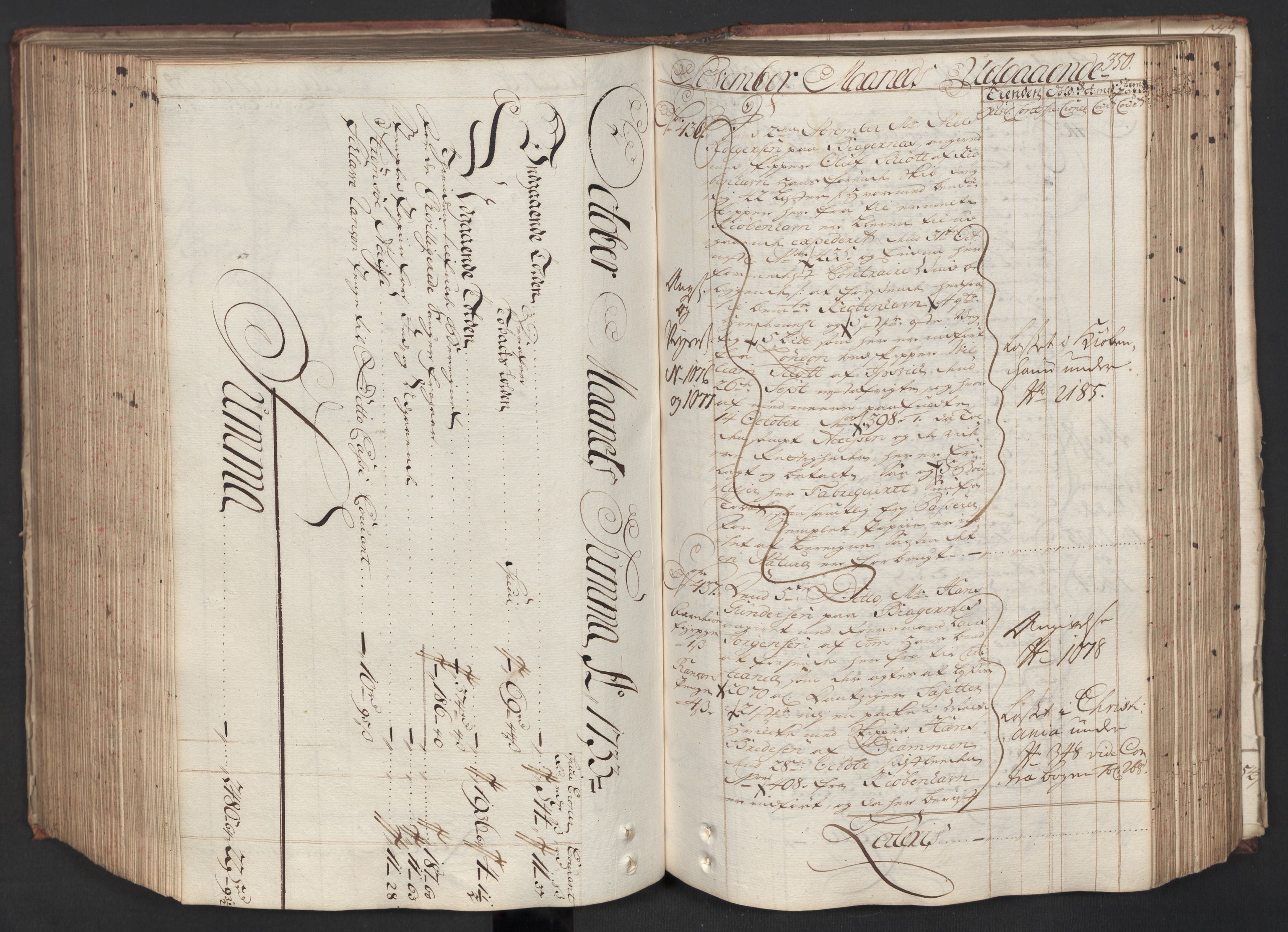 Generaltollkammeret, tollregnskaper, AV/RA-EA-5490/R08/L0012/0001: Tollregnskaper Drammen / Hovedtollbok, 1733, s. 349b-350a