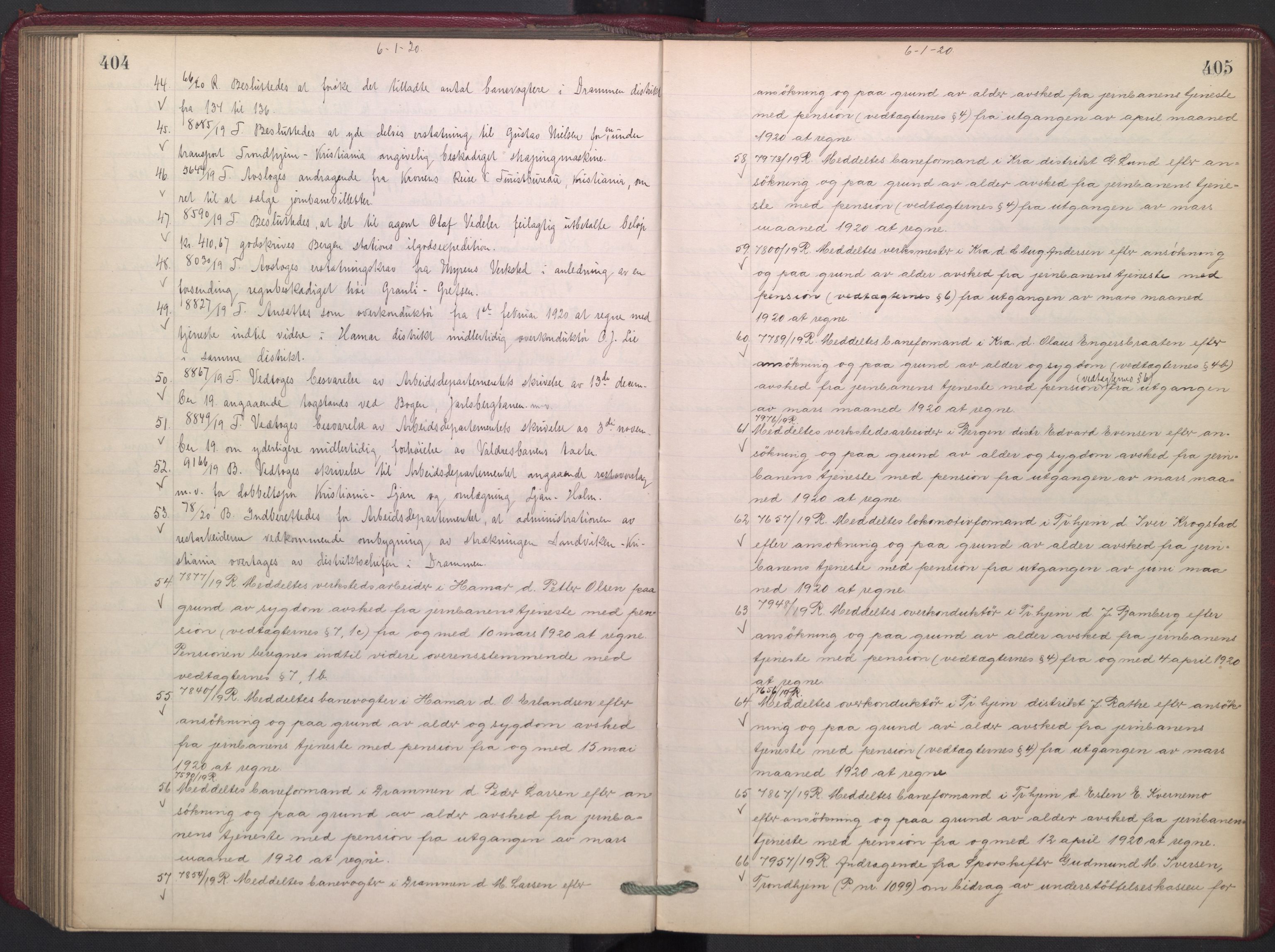 Norges statsbaner, Administrasjons- økonomi- og personalavdelingen, AV/RA-S-3412/A/Aa/L0017: Forhandlingsprotokoll, 1918-1920, s. 400-401