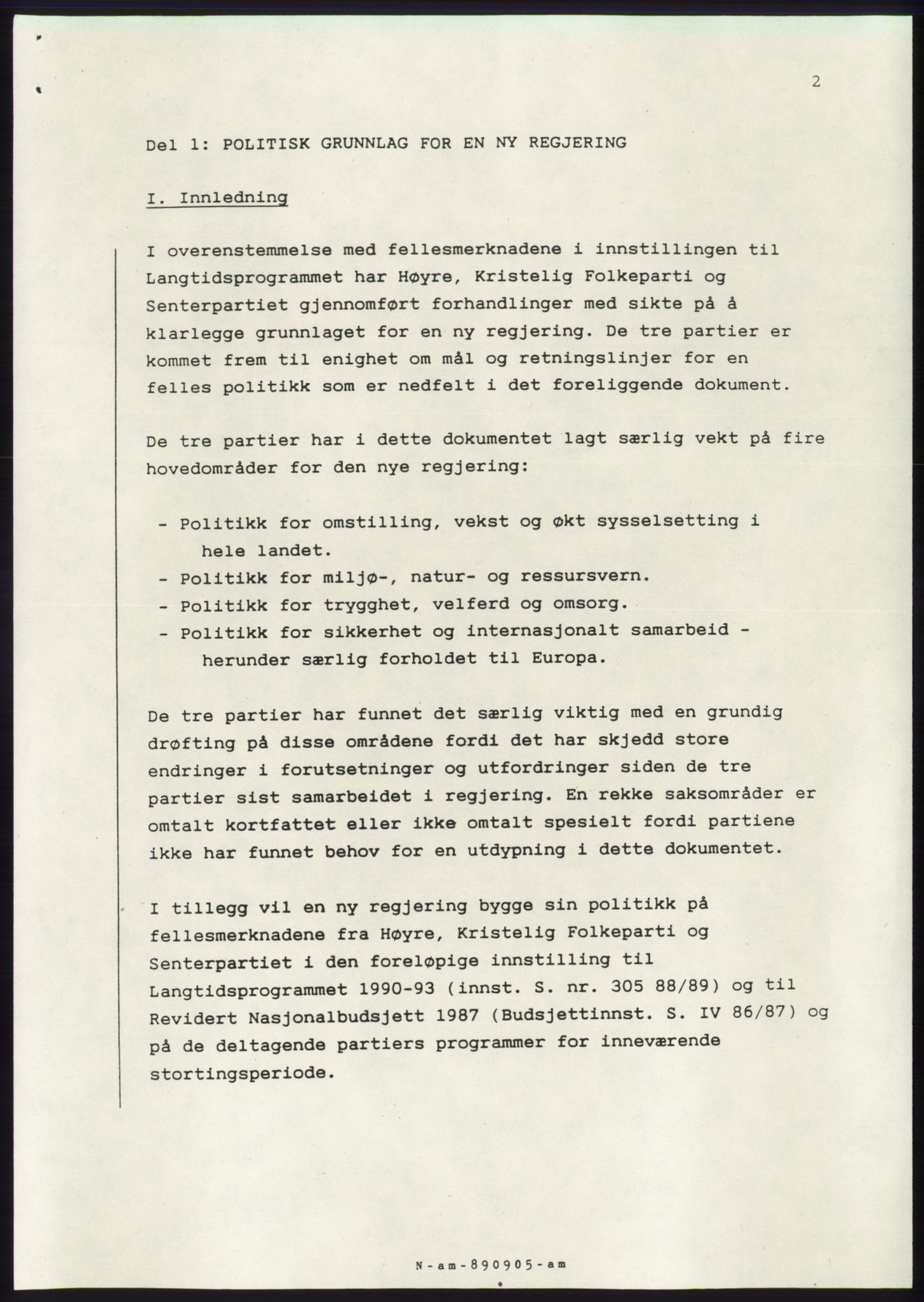 Forhandlingsmøtene 1989 mellom Høyre, KrF og Senterpartiet om dannelse av regjering, RA/PA-0697/A/L0001: Forhandlingsprotokoll med vedlegg, 1989, s. 495