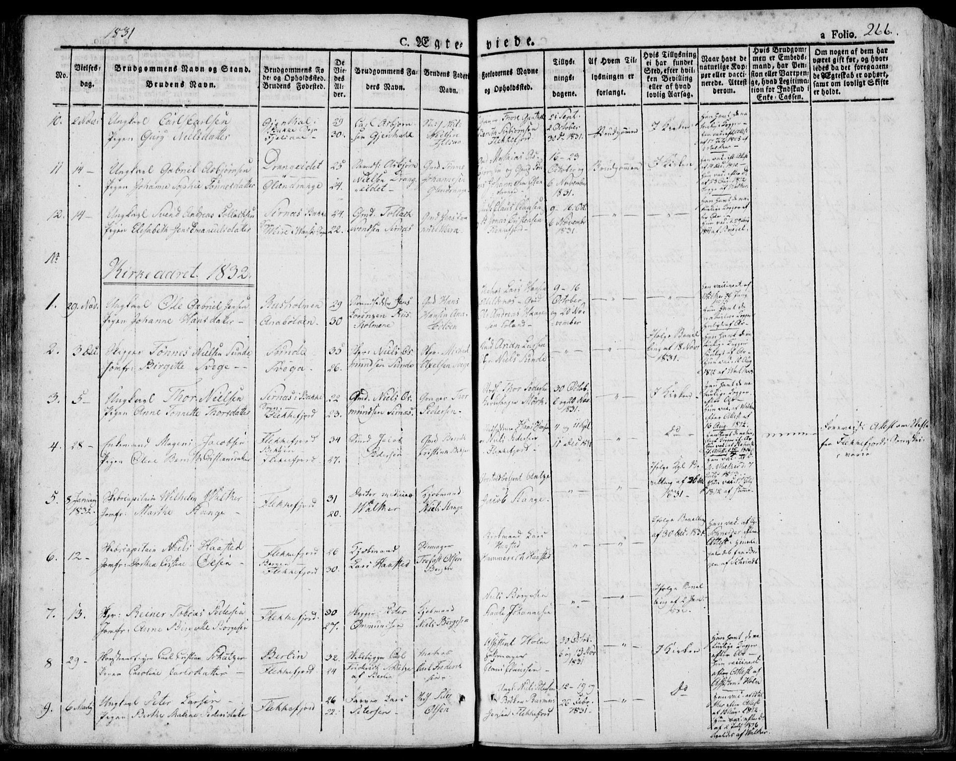 Flekkefjord sokneprestkontor, AV/SAK-1111-0012/F/Fa/Fac/L0003: Ministerialbok nr. A 3, 1826-1841, s. 266