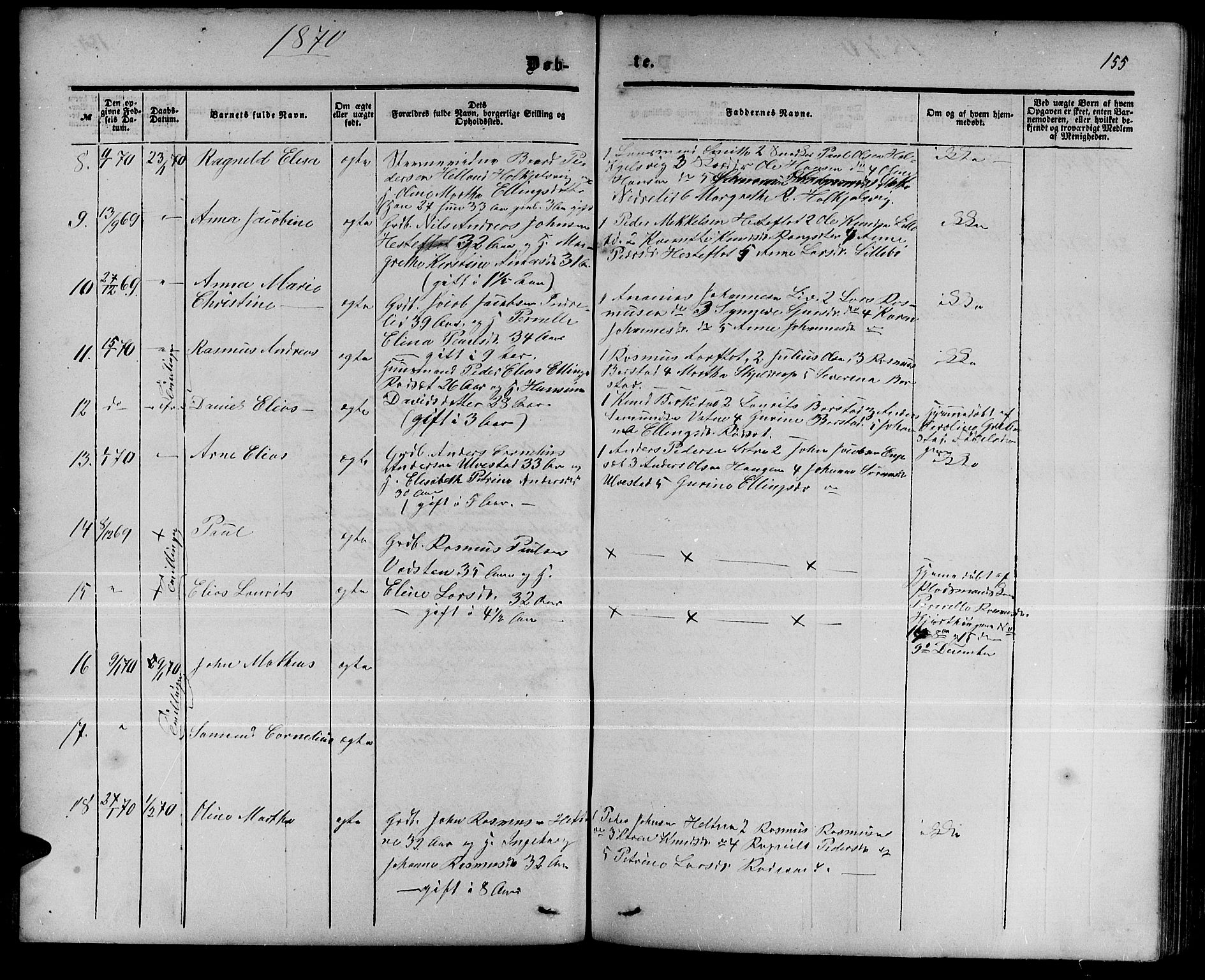Ministerialprotokoller, klokkerbøker og fødselsregistre - Møre og Romsdal, AV/SAT-A-1454/511/L0157: Klokkerbok nr. 511C03, 1864-1884, s. 155